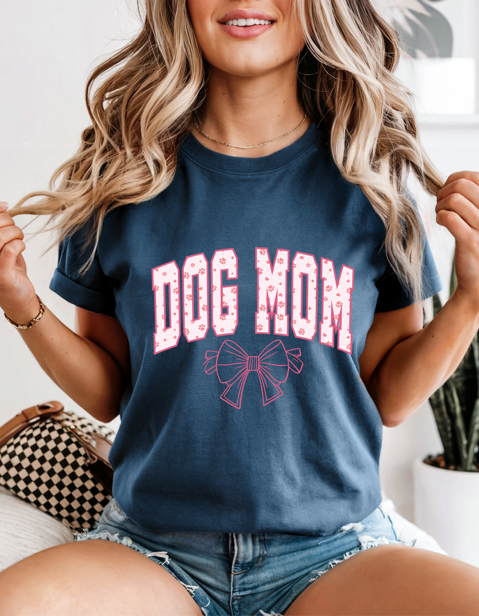 Dog Mom Garment-Dyed T-Shirt | Cute Gift for Dog Lovers, Casual Wear, Pet Owner Apparel, Birthday Gift, Everyday Style