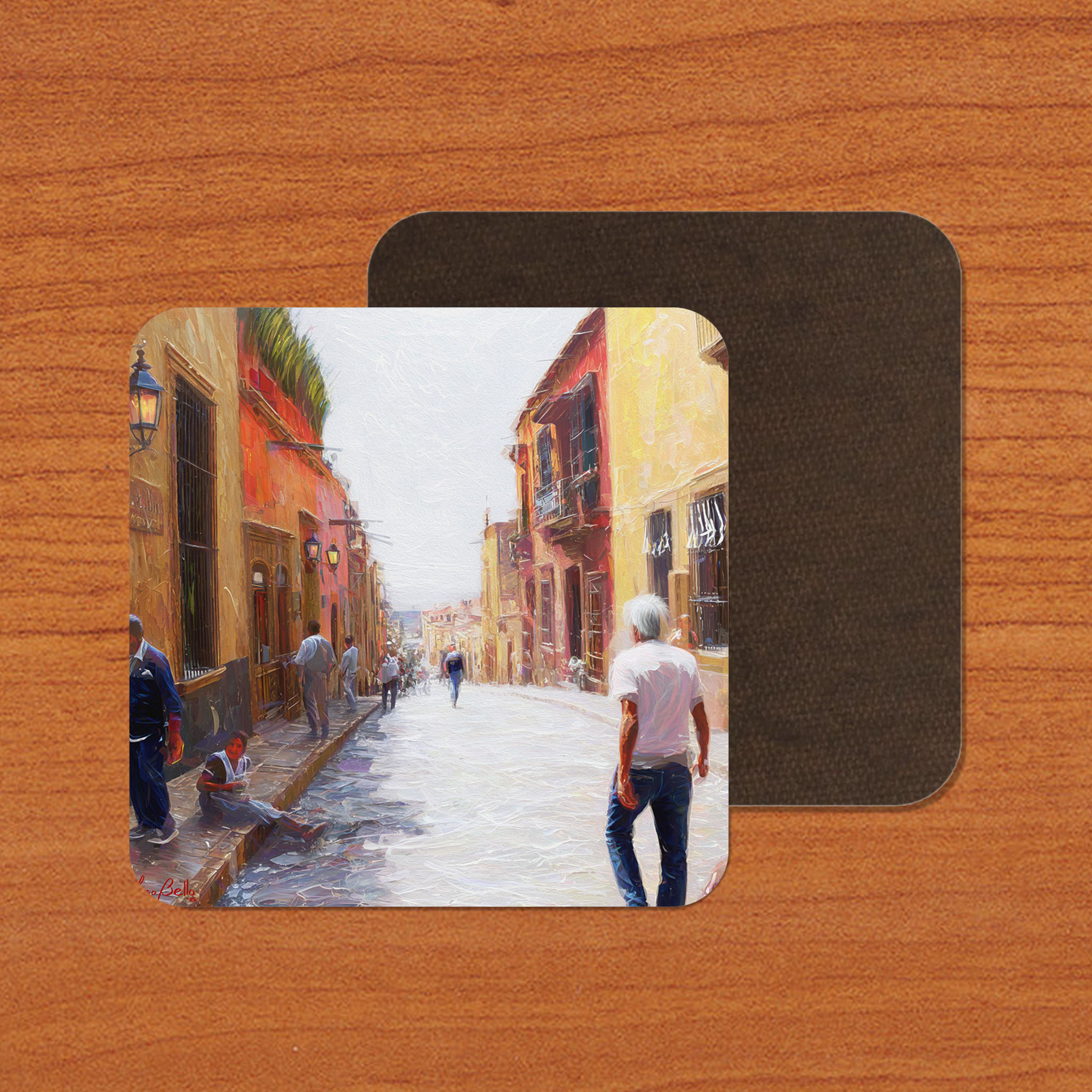 San Miguel de Allende Houses 04 on Artistic House Coaster