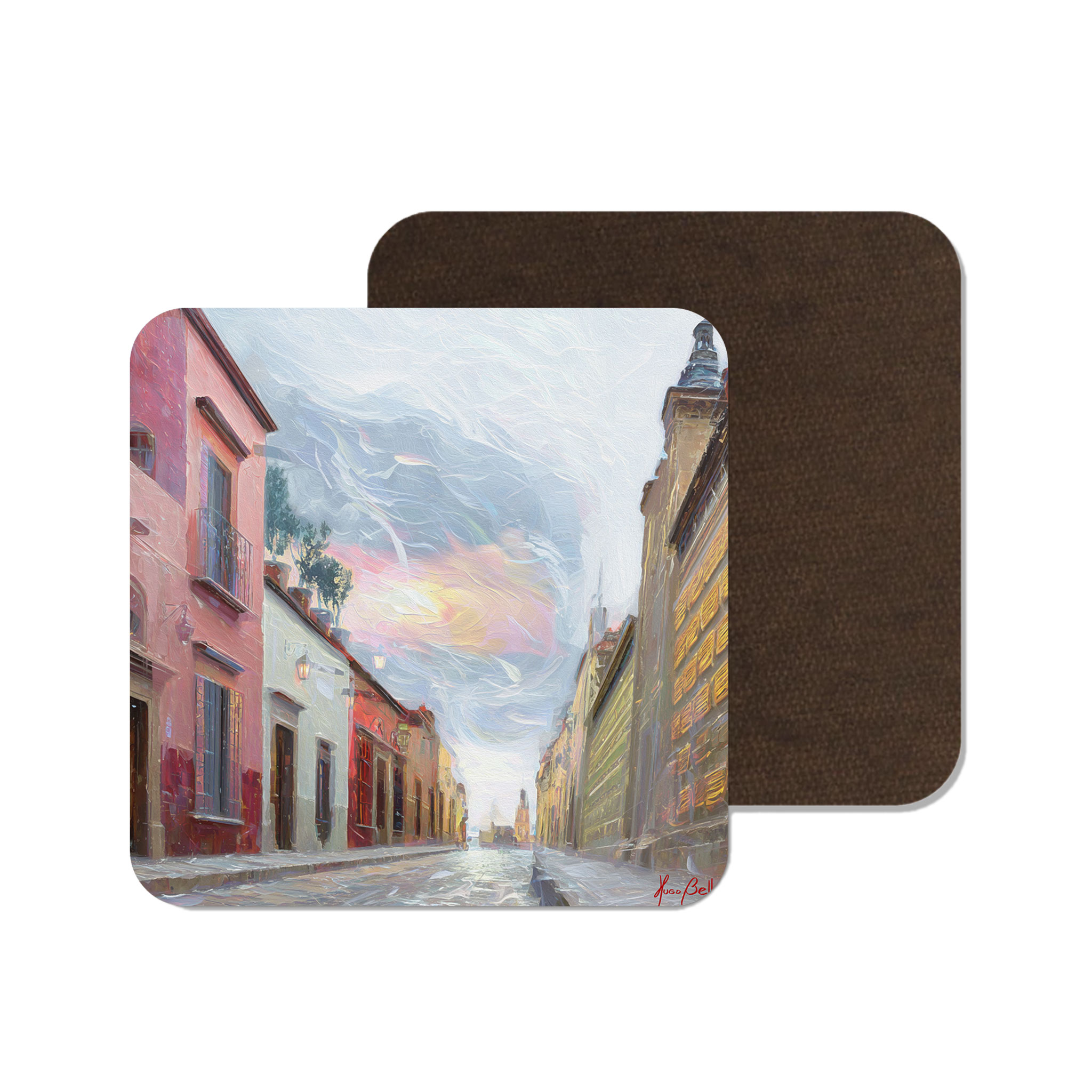 San Miguel de Allende Houses 02 on Artistic House Coaster product thumbnail image