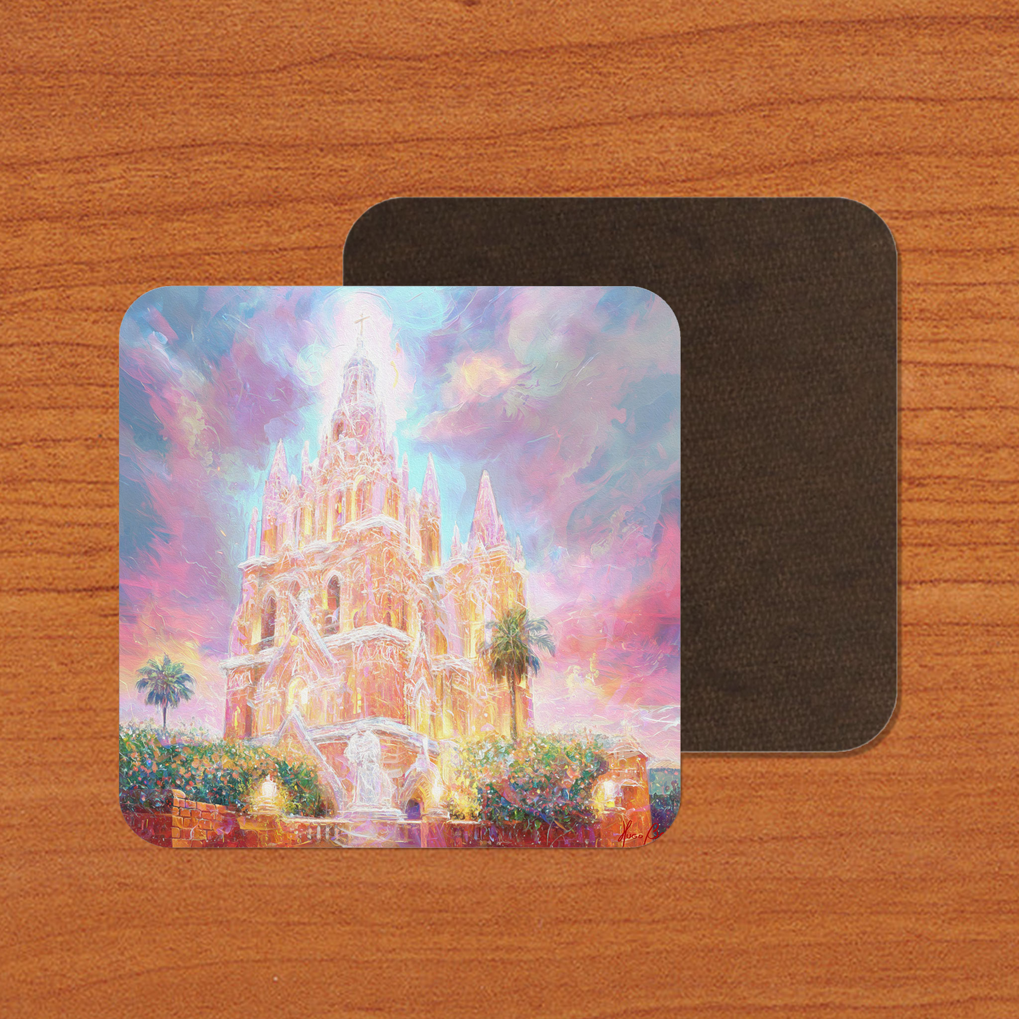 Parroquia San Miguel Arcangel I on Artistic House Coaster