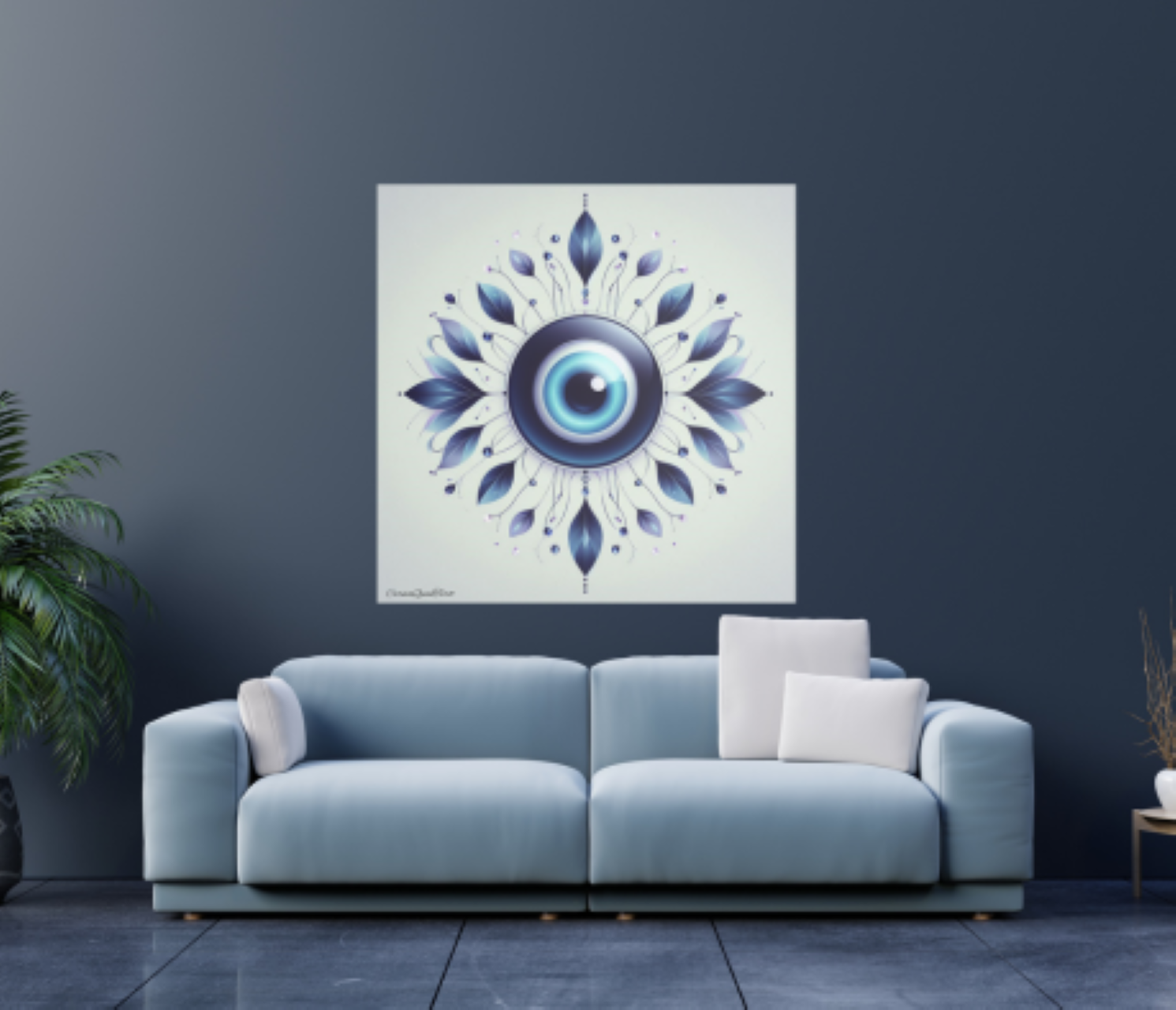 Blue Evil Eye Silk Poster | High-Vibration Wall Art | Tailored Canvases | Dopamine Decor by CarmaQuanTarot product thumbnail image