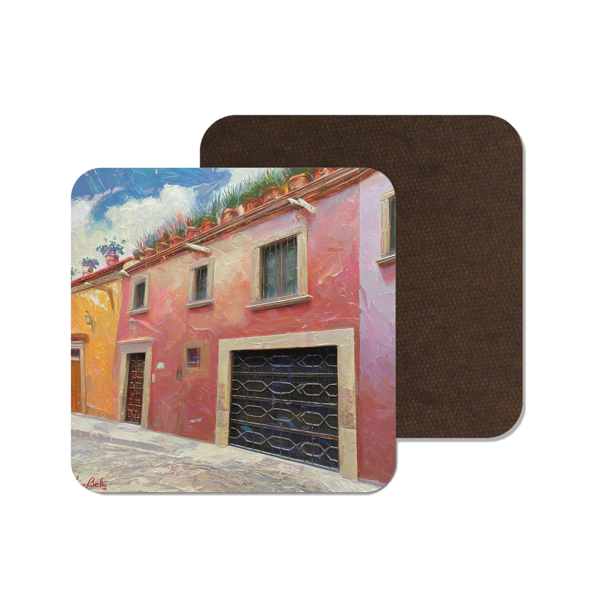 San Miguel de Allende Houses 01 on Artistic House Coaster product thumbnail image