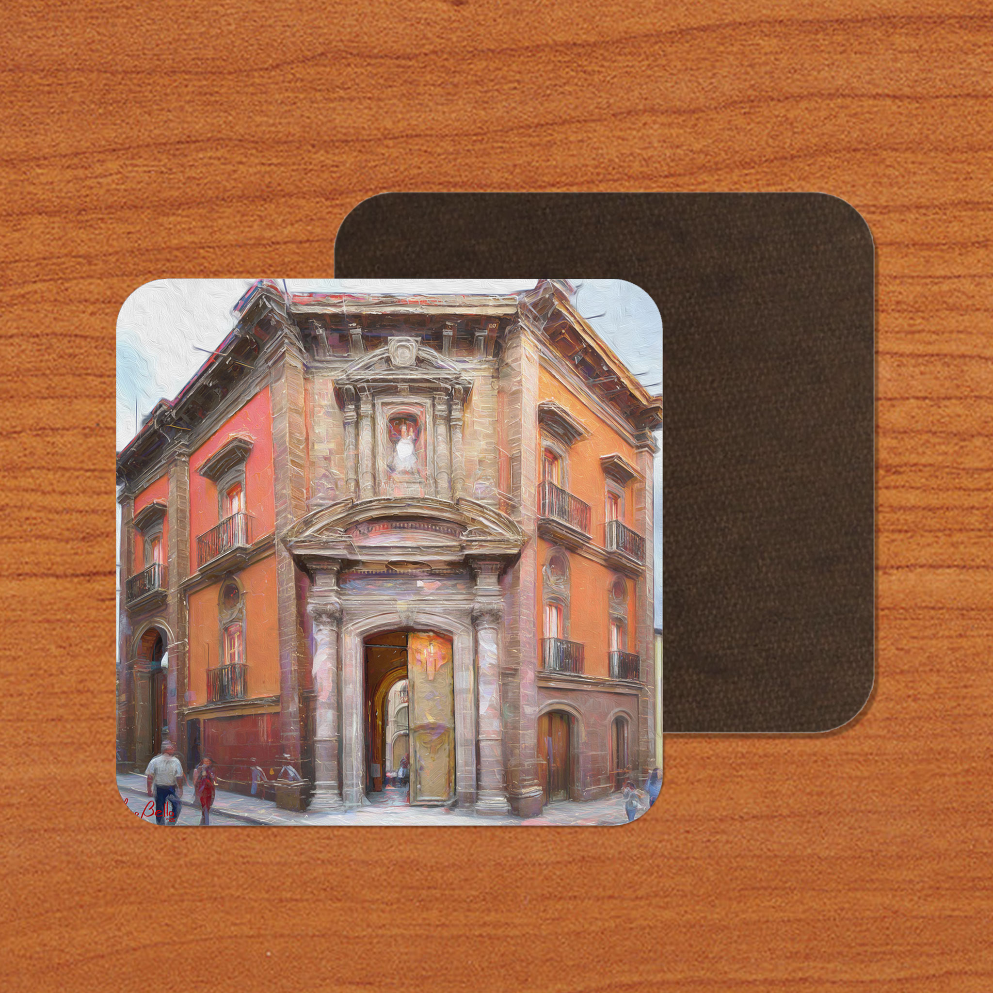 San Miguel de Allende Abstract Casa del Mayorazgo on Artistic House Coaster