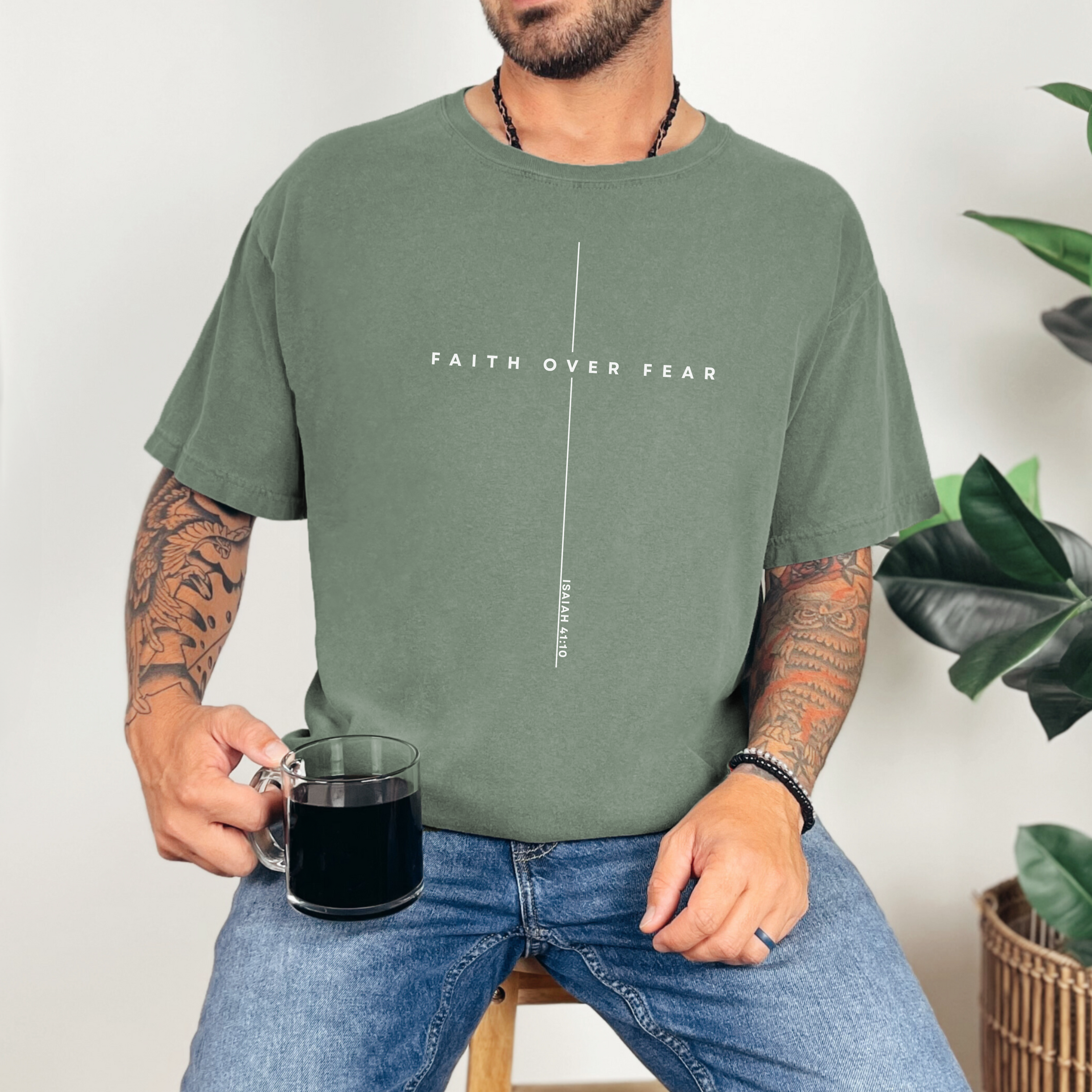 Faith Over Fear Unisex Garment-Dyed T-shirt | Inspirational Tee, Motivational Shirt, Spiritual Apparel, Everyday Casualwear, Gift for [...] product thumbnail image