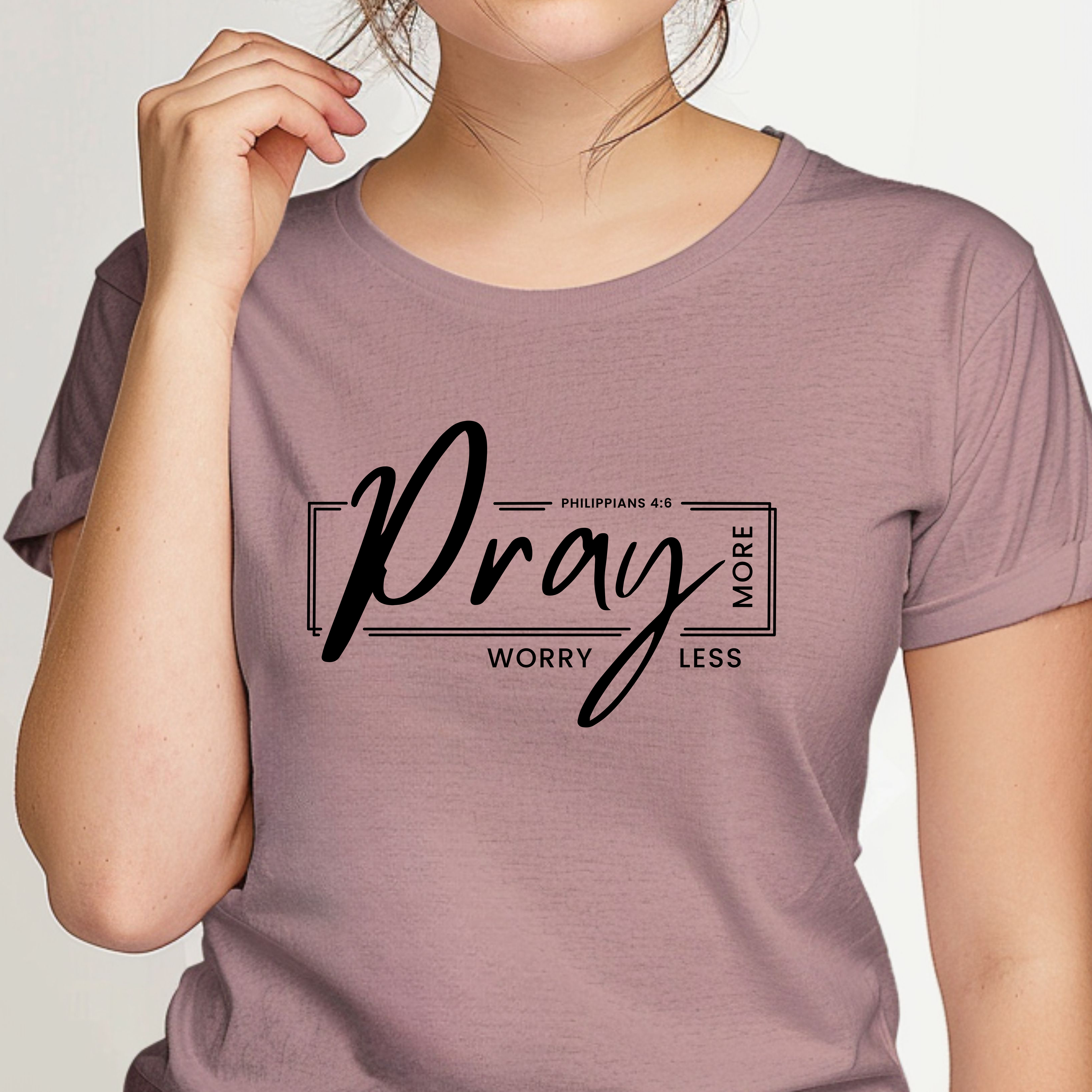 Pray More, Worry Less - Philippians 4:6 - Christian Unisex T-Shirt product thumbnail image Pray More, Worry Less - Philippians 4:6 - Christian Unisex T-Shirt product thumbnail image