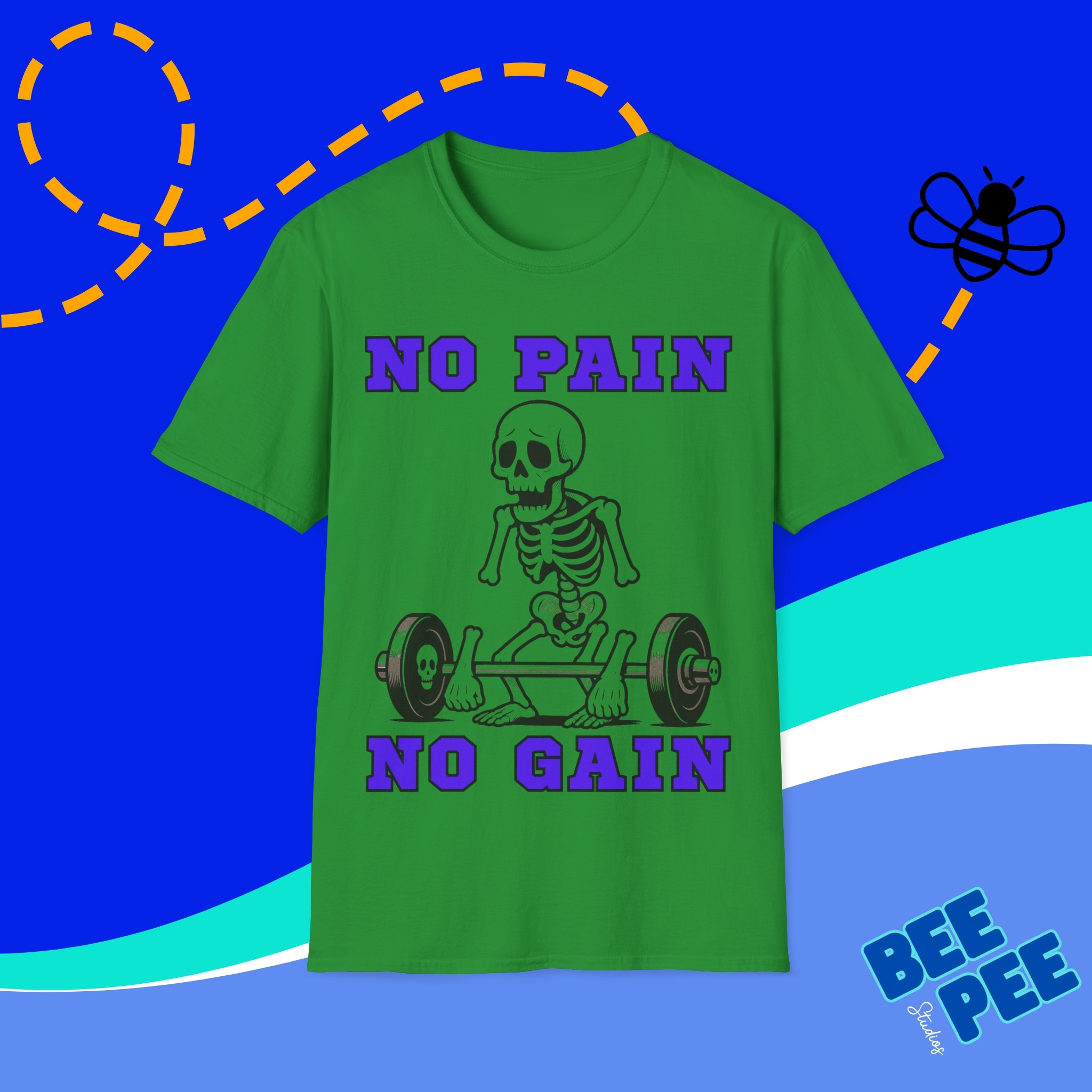 Funny Skelly No Pain No Gain Graphic Unisex T-Shirt product thumbnail image Funny Skelly No Pain No Gain Graphic Unisex T-Shirt product thumbnail image