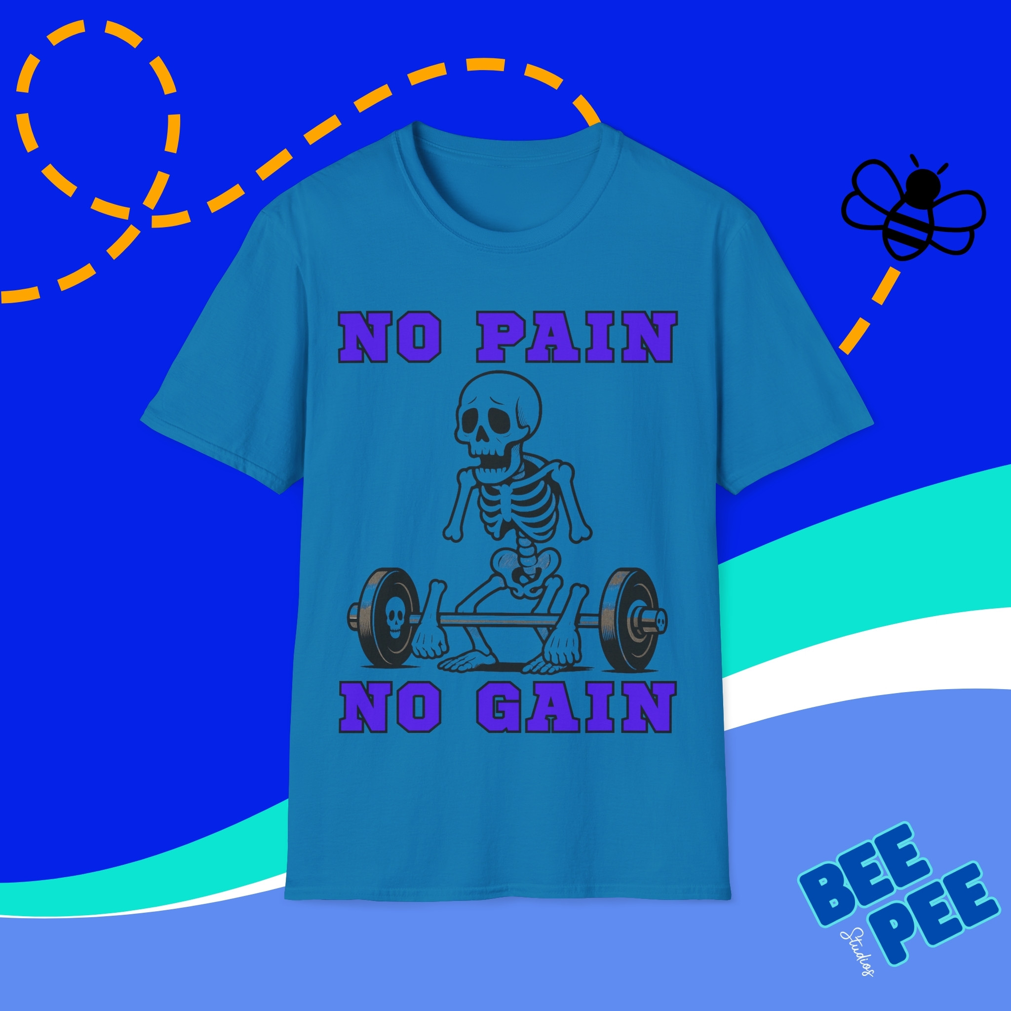 Funny Skelly No Pain No Gain Graphic Unisex T-Shirt product thumbnail image Funny Skelly No Pain No Gain Graphic Unisex T-Shirt product thumbnail image