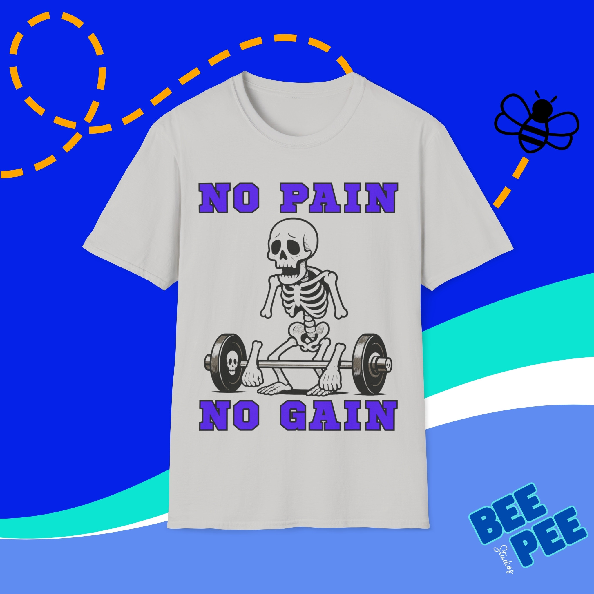 Funny Skelly No Pain No Gain Graphic Unisex T-Shirt product thumbnail image Funny Skelly No Pain No Gain Graphic Unisex T-Shirt product thumbnail image