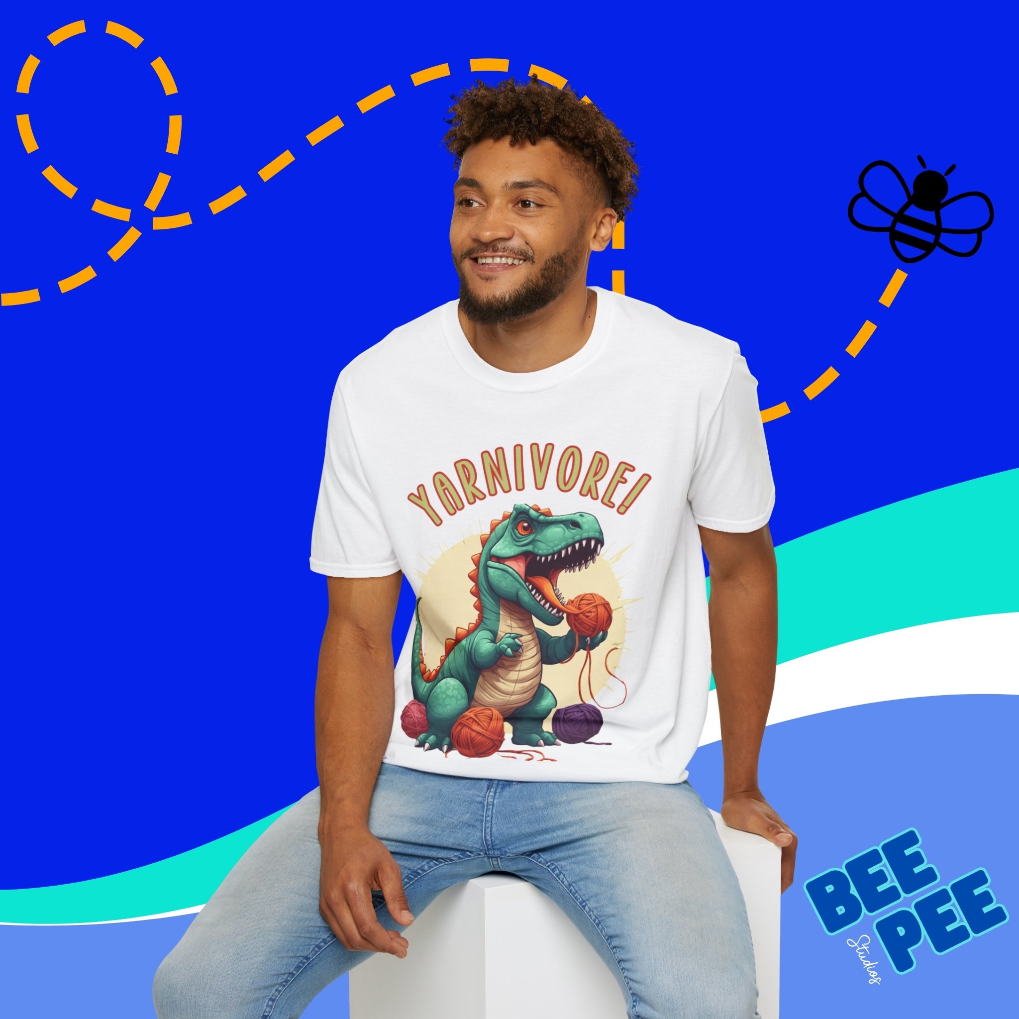 Dinosaur Yarnivore T-Shirt, Fun Gift for Crafters, Cozy Tee for Yarn Lovers, Ideal for Birthdays, Holidays, Craft Events, Seasonal Events product thumbnail image