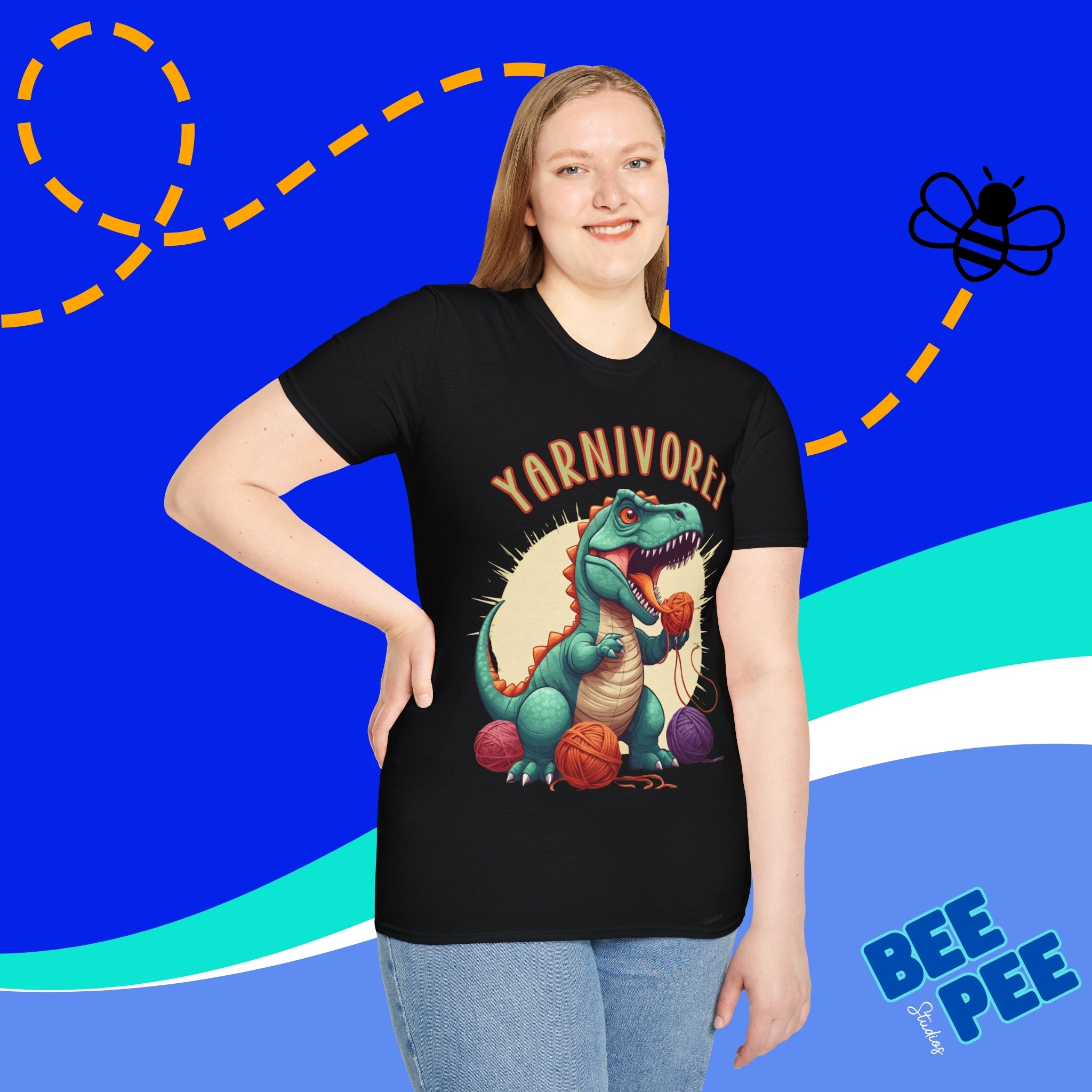 Dinosaur Yarnivore T-Shirt, Fun Gift for Crafters, Cozy Tee for Yarn Lovers, Ideal for Birthdays, Holidays, Craft Events, Seasonal Events product thumbnail image