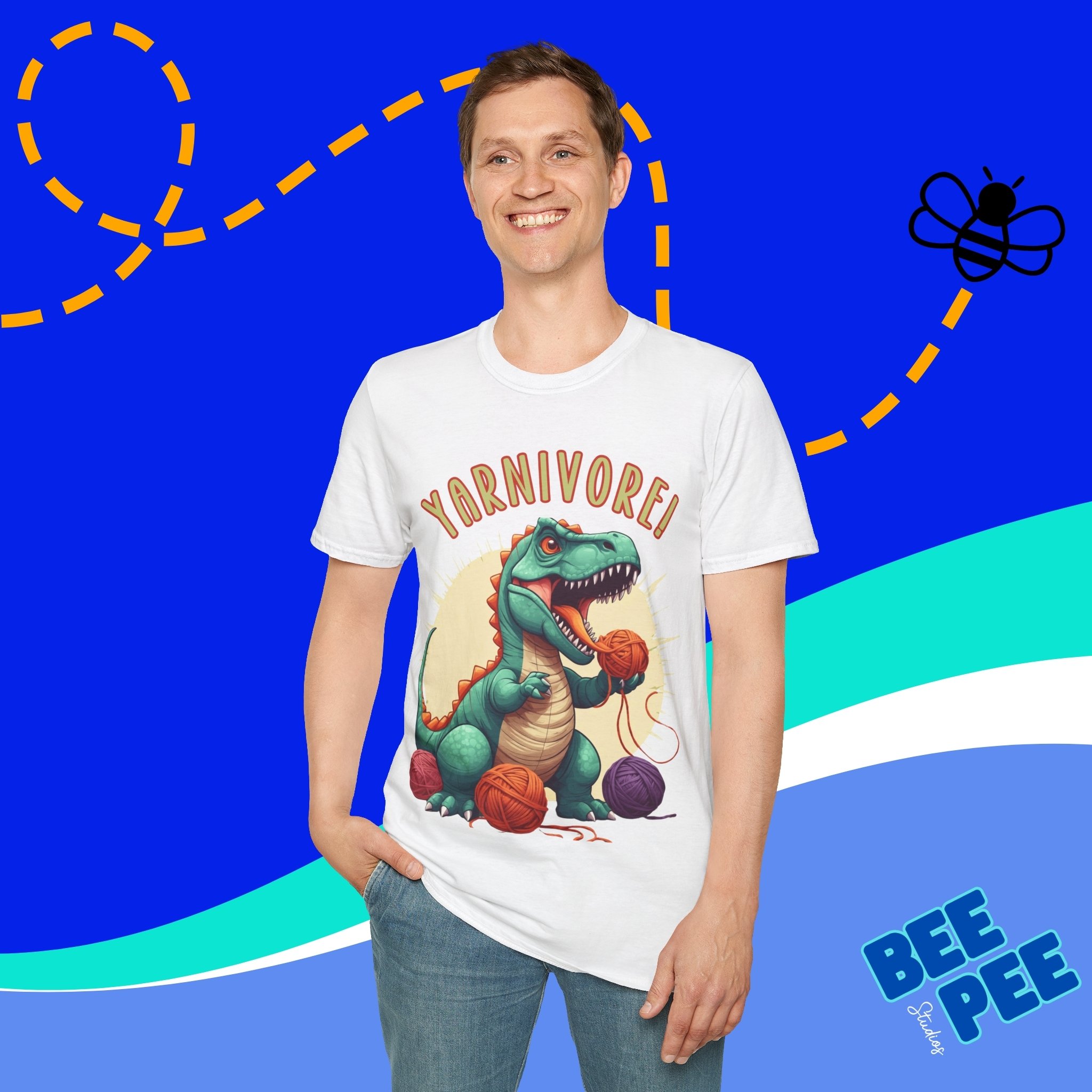 Dinosaur Yarnivore T-Shirt, Fun Gift for Crafters, Cozy Tee for Yarn Lovers, Ideal for Birthdays, Holidays, Craft Events, Seasonal Events product thumbnail image