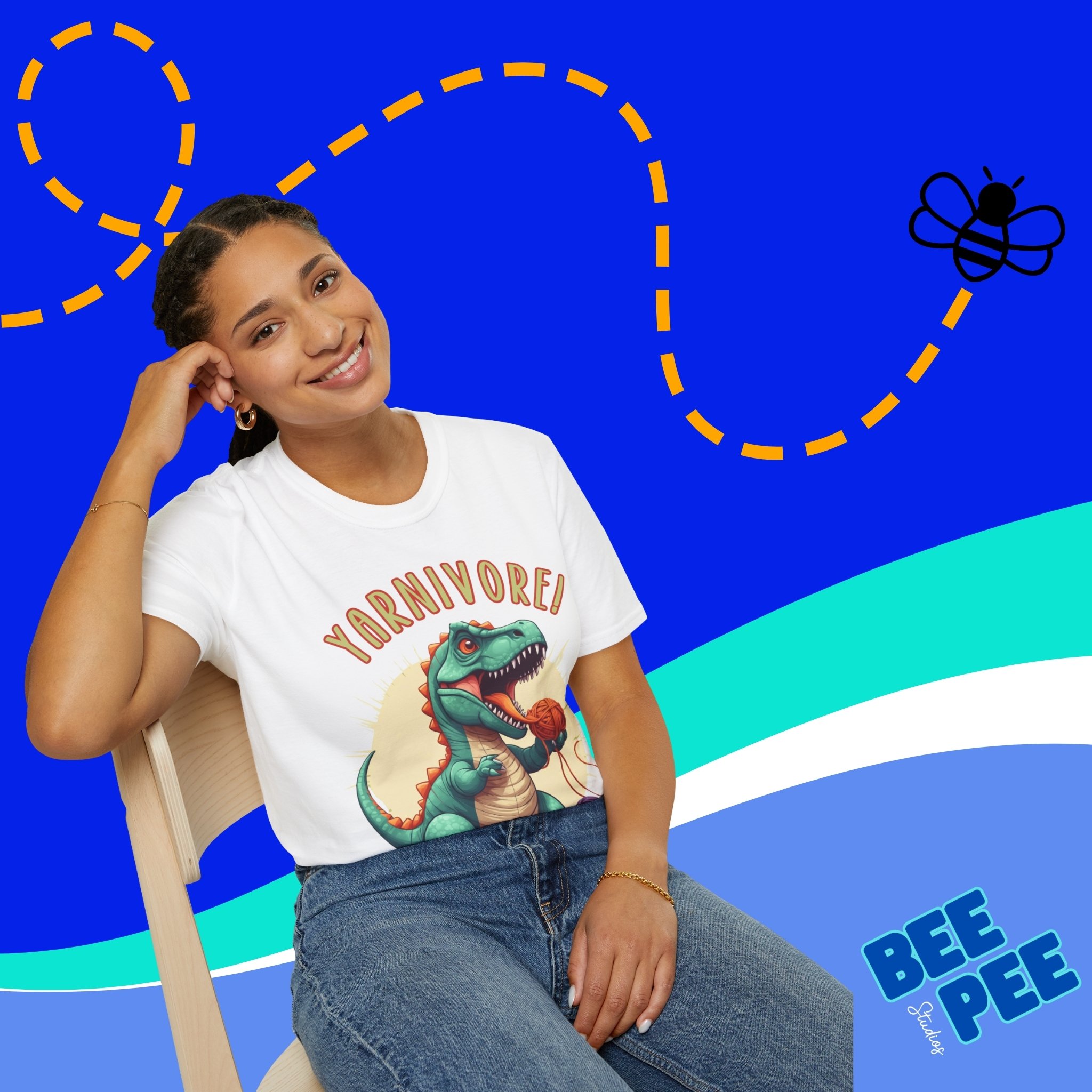 Dinosaur Yarnivore T-Shirt, Fun Gift for Crafters, Cozy Tee for Yarn Lovers, Ideal for Birthdays, Holidays, Craft Events, Seasonal Events product thumbnail image