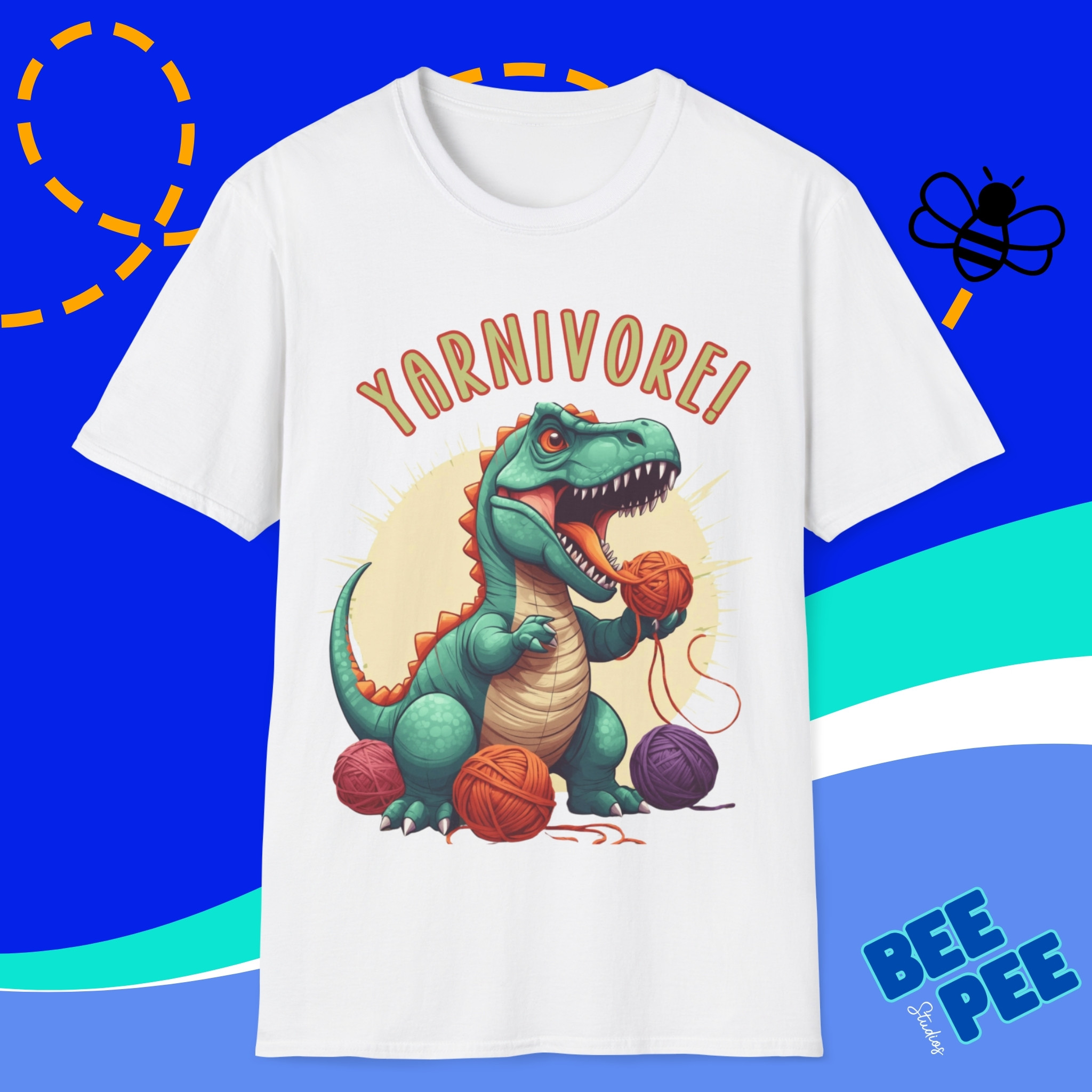 Dinosaur Yarnivore T-Shirt, Fun Gift for Crafters, Cozy Tee for Yarn Lovers, Ideal for Birthdays, Holidays, Craft Events, Seasonal Events product thumbnail image