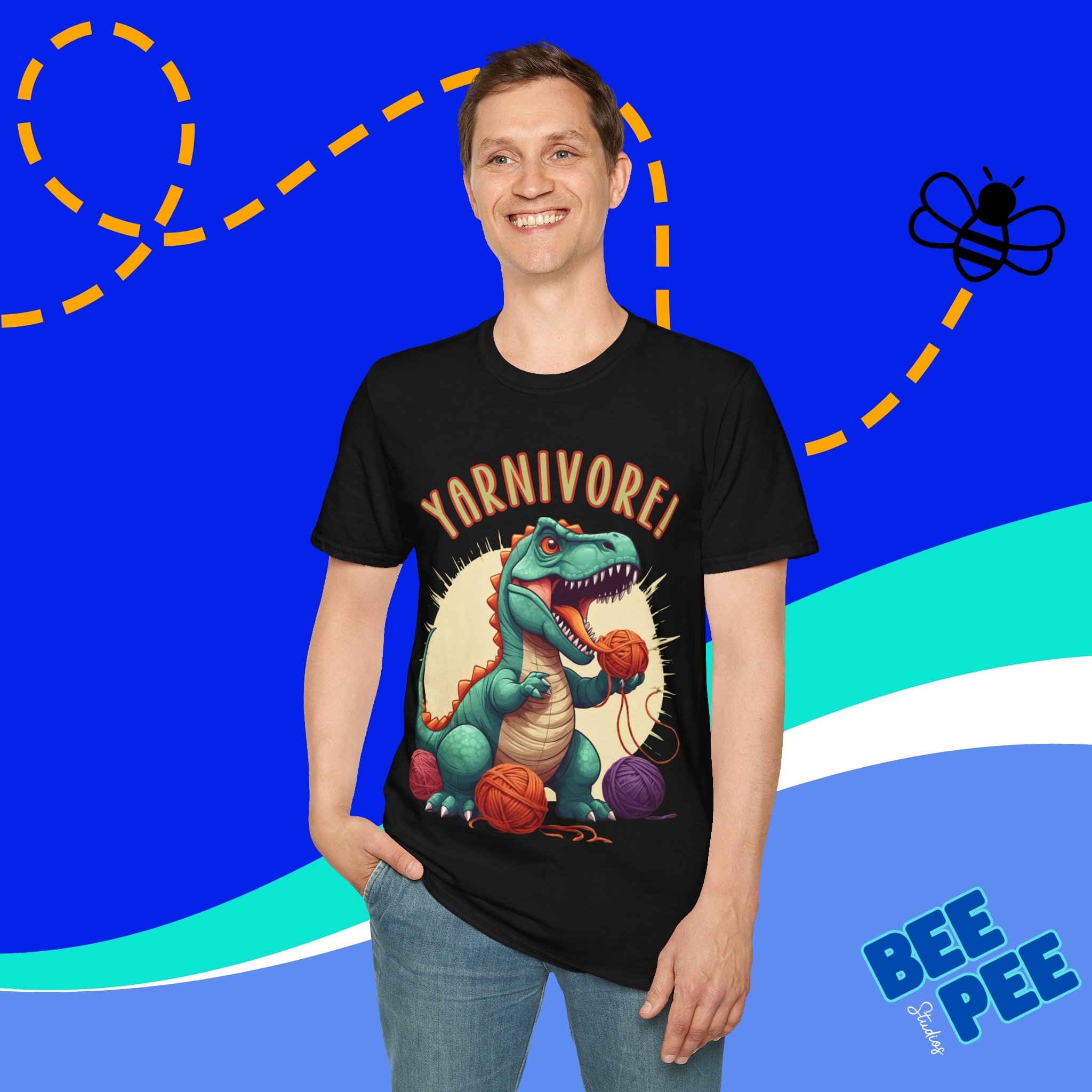 Dinosaur Yarnivore T-Shirt, Fun Gift for Crafters, Cozy Tee for Yarn Lovers, Ideal for Birthdays, Holidays, Craft Events, Seasonal Events product thumbnail image