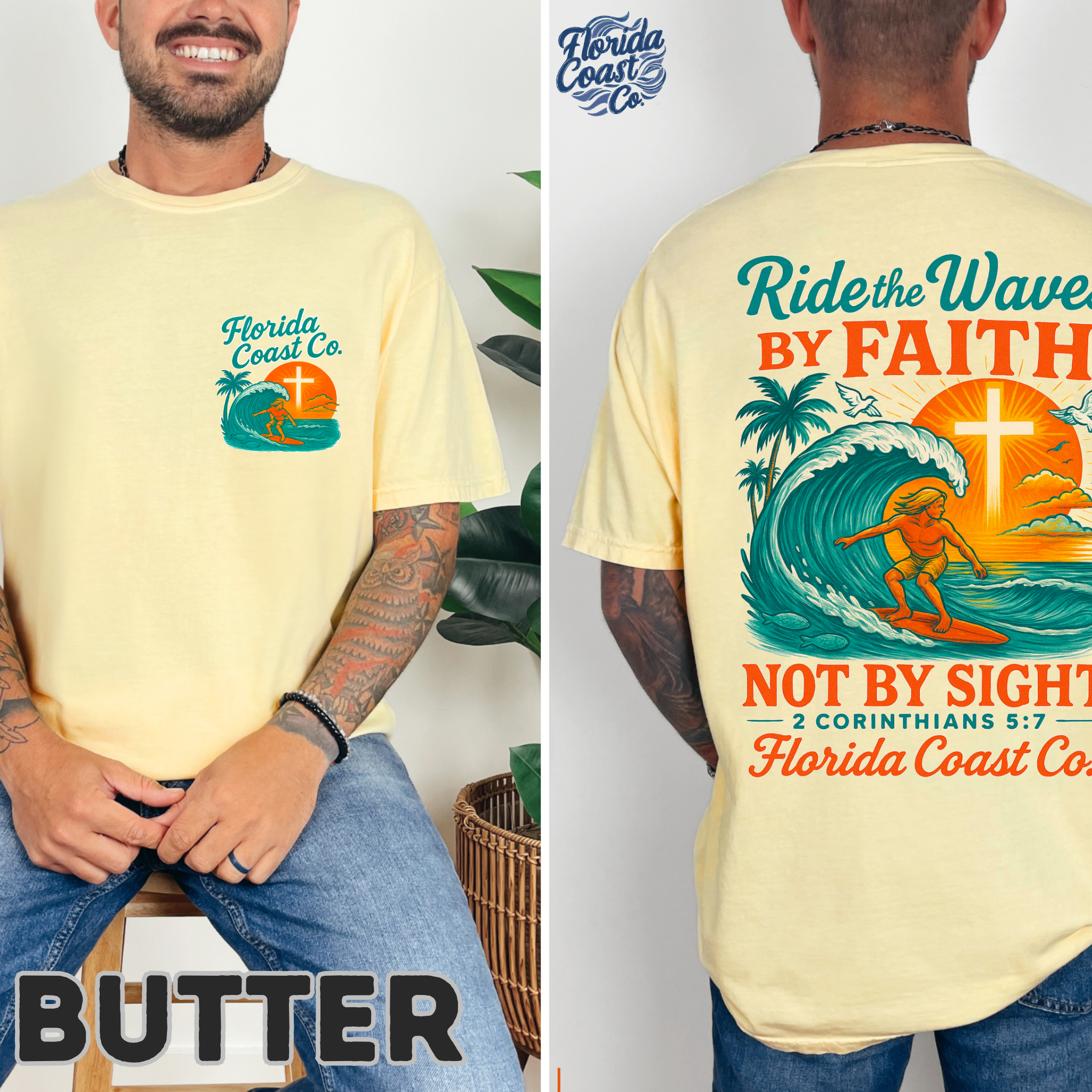 Christian Surf Shirt | Ride the Waves by Faith Shirt | Comfort Colors 1717 | Coastal Preppy Jesus Shirt product thumbnail image Christian Surf Shirt | Ride the Waves by Faith Shirt | Comfort Colors 1717 | Coastal Preppy Jesus Shirt product thumbnail image