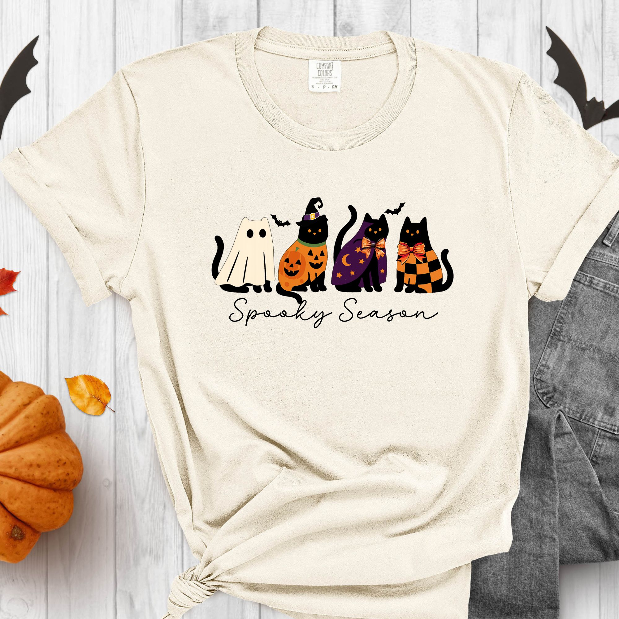 Spooky Season Unisex T-Shirt, Halloween Tee, Cat Lover Gift, Autumn Fashion, Cozy Casual Wear, Fun Holiday Apparel product thumbnail image