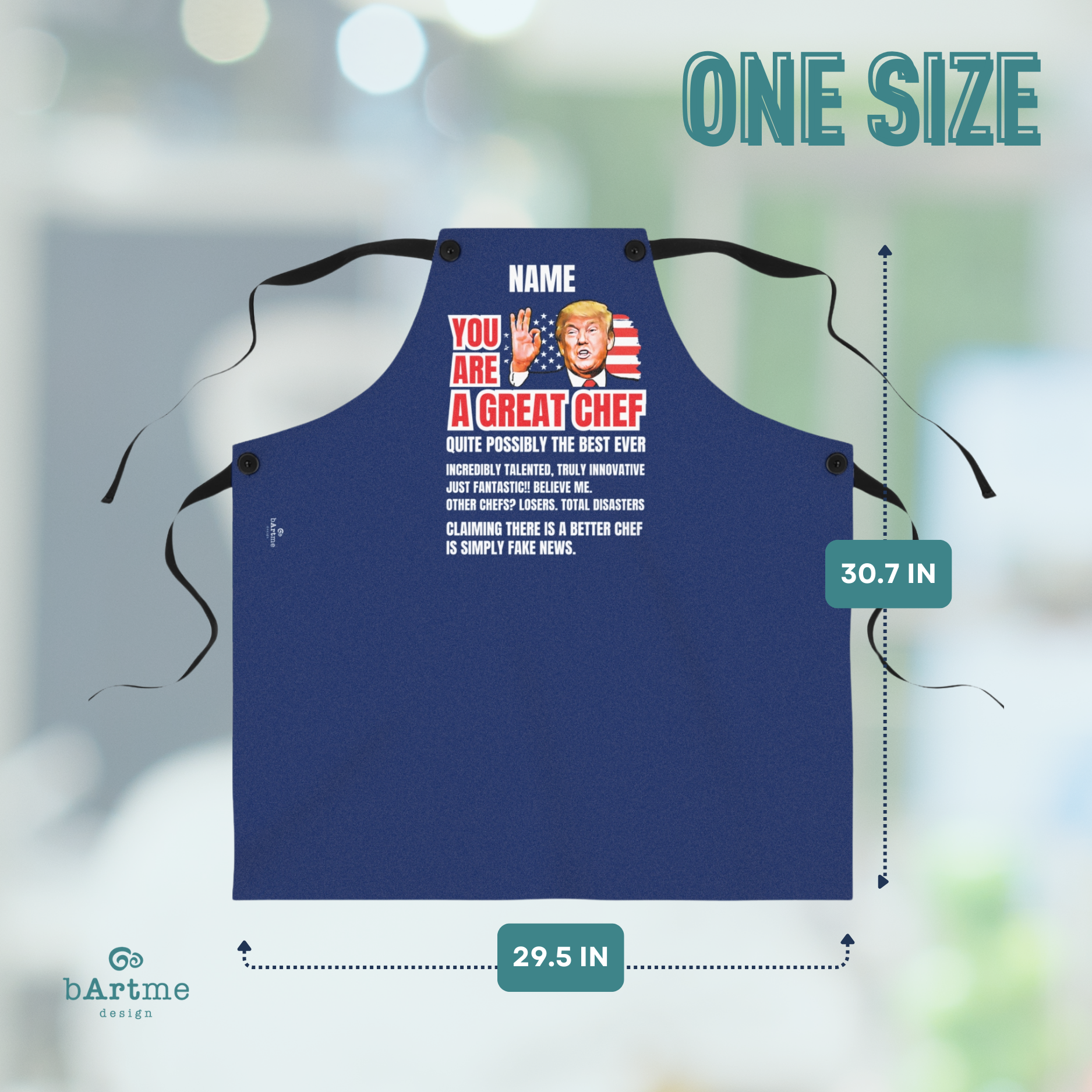 Bartme Design - Great Chef & Custom Name - Blue Apron - Adjustable Unisex - 100% Poly product thumbnail image Bartme Design - Great Chef & Custom Name - Blue Apron - Adjustable Unisex - 100% Poly product thumbnail image