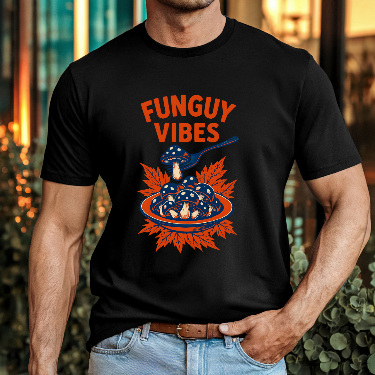 Funguy Vibes T-Shirt, Unisex Mushroom Graphic Tee, Fall Fashion Shirt, Nature Lover Gift, Halloween Tee, Casual Wear