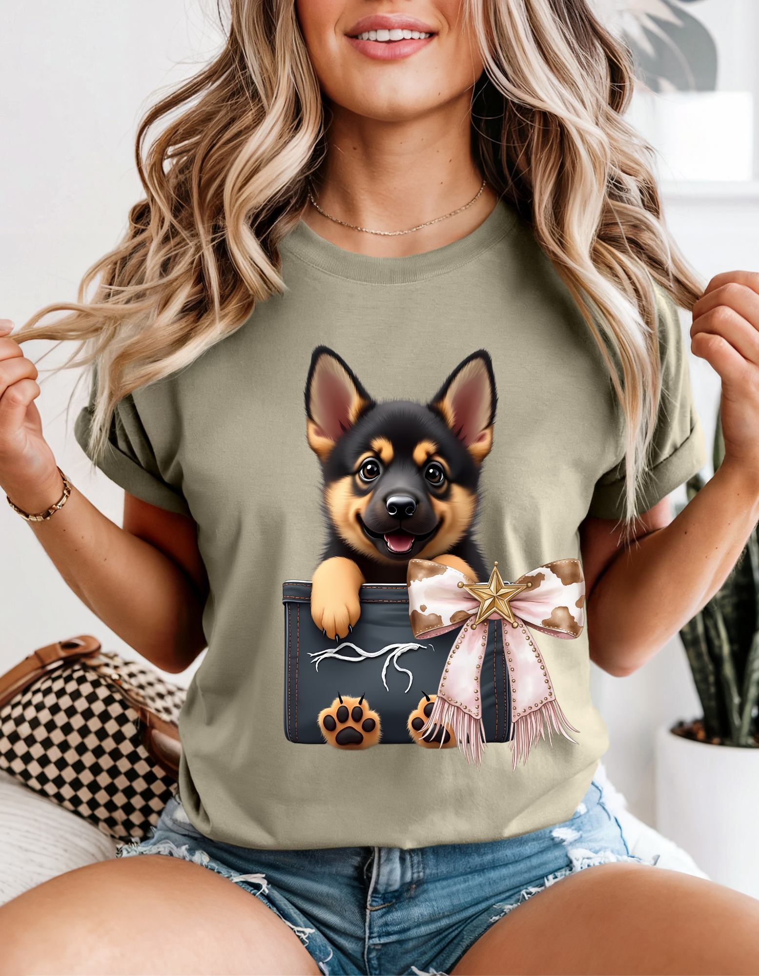 Cute Dog Pocket T-Shirt, Animal Lover Gift, Pet Owner Tee, Casual Wear, Fun Summer Shirt