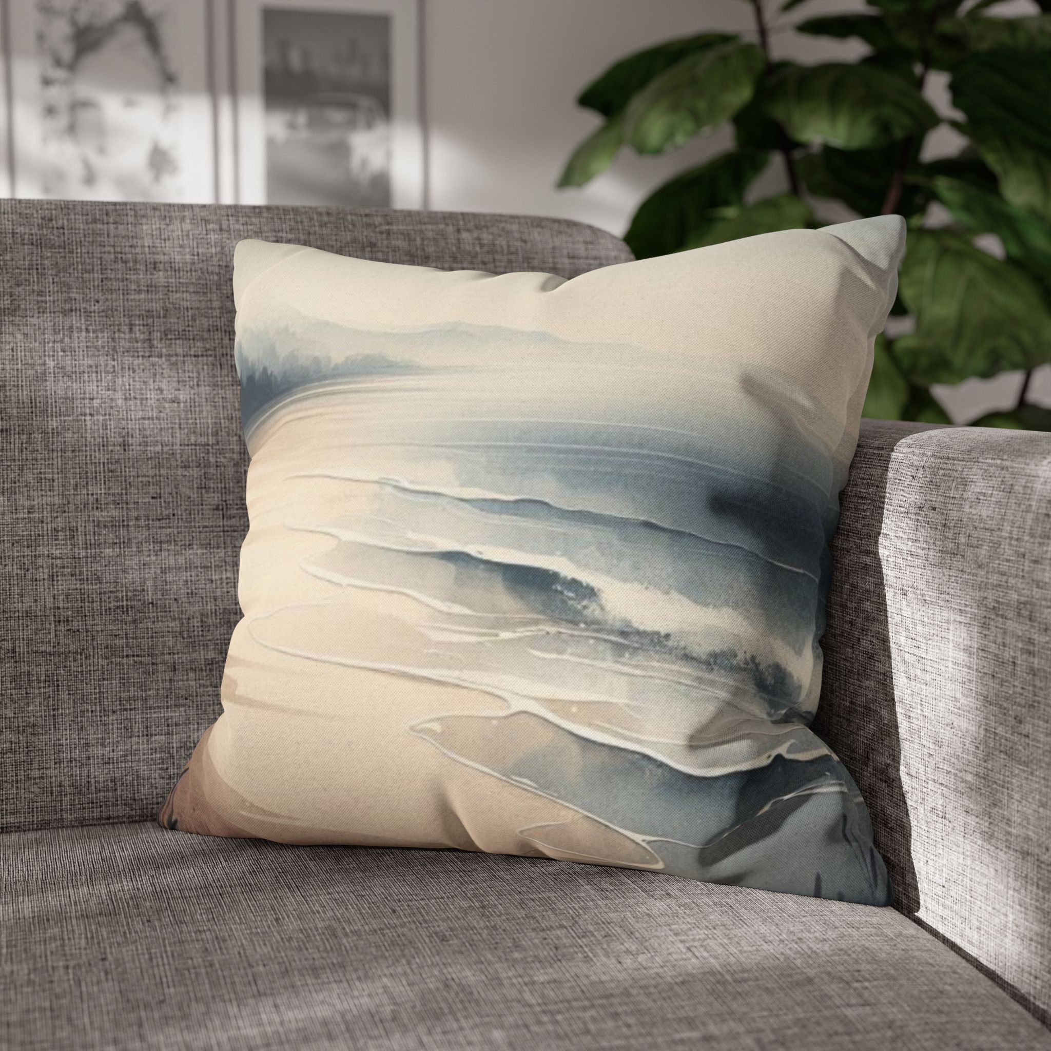 Coastal Calm Spun Polyester Square Pillow, 4 sizes product thumbnail image Coastal Calm Spun Polyester Square Pillow, 4 sizes product thumbnail image