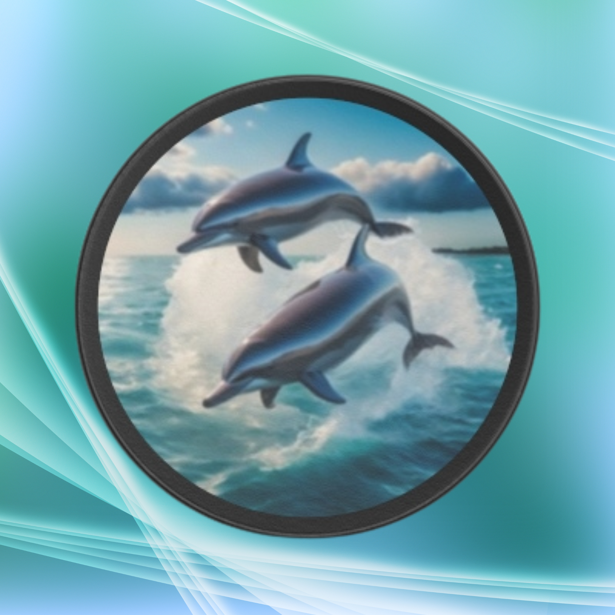 Dolphin Ocean Scene Hockey Puck – Custom Play or Display Souvenir Gift product thumbnail image
