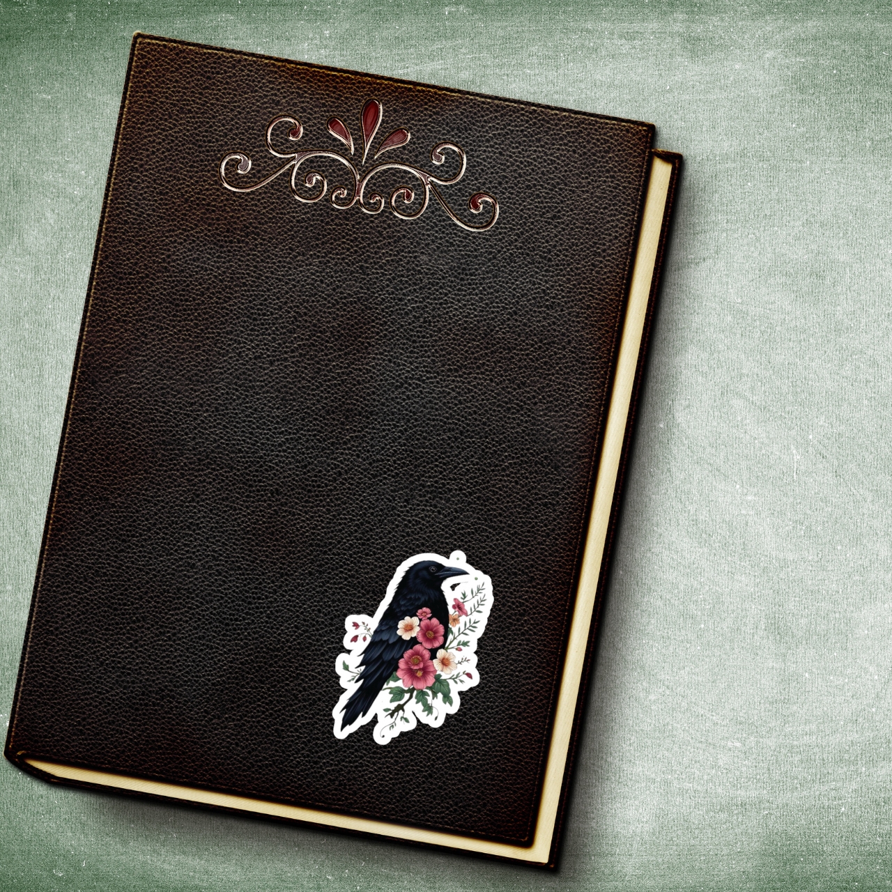 Victorian Gothic Raven Kiss-Cut Sticker