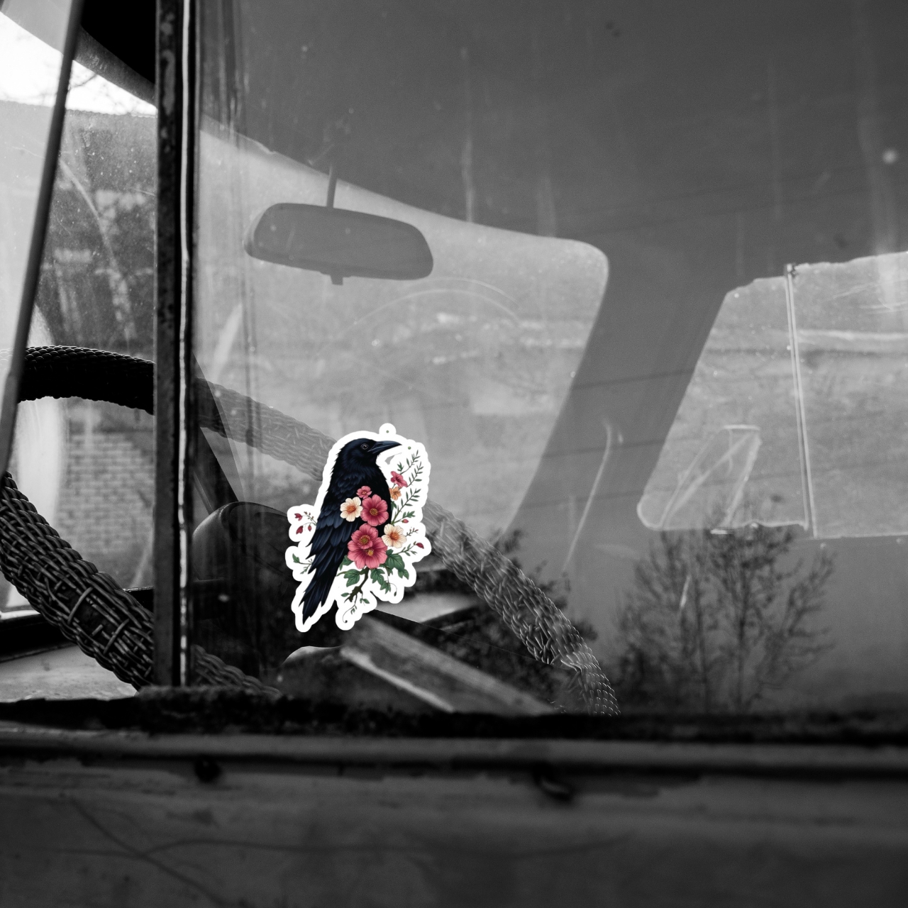 Victorian Gothic Raven Kiss-Cut Sticker product thumbnail image