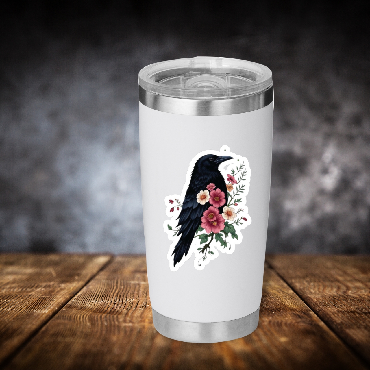 Victorian Gothic Raven Kiss-Cut Sticker product thumbnail image