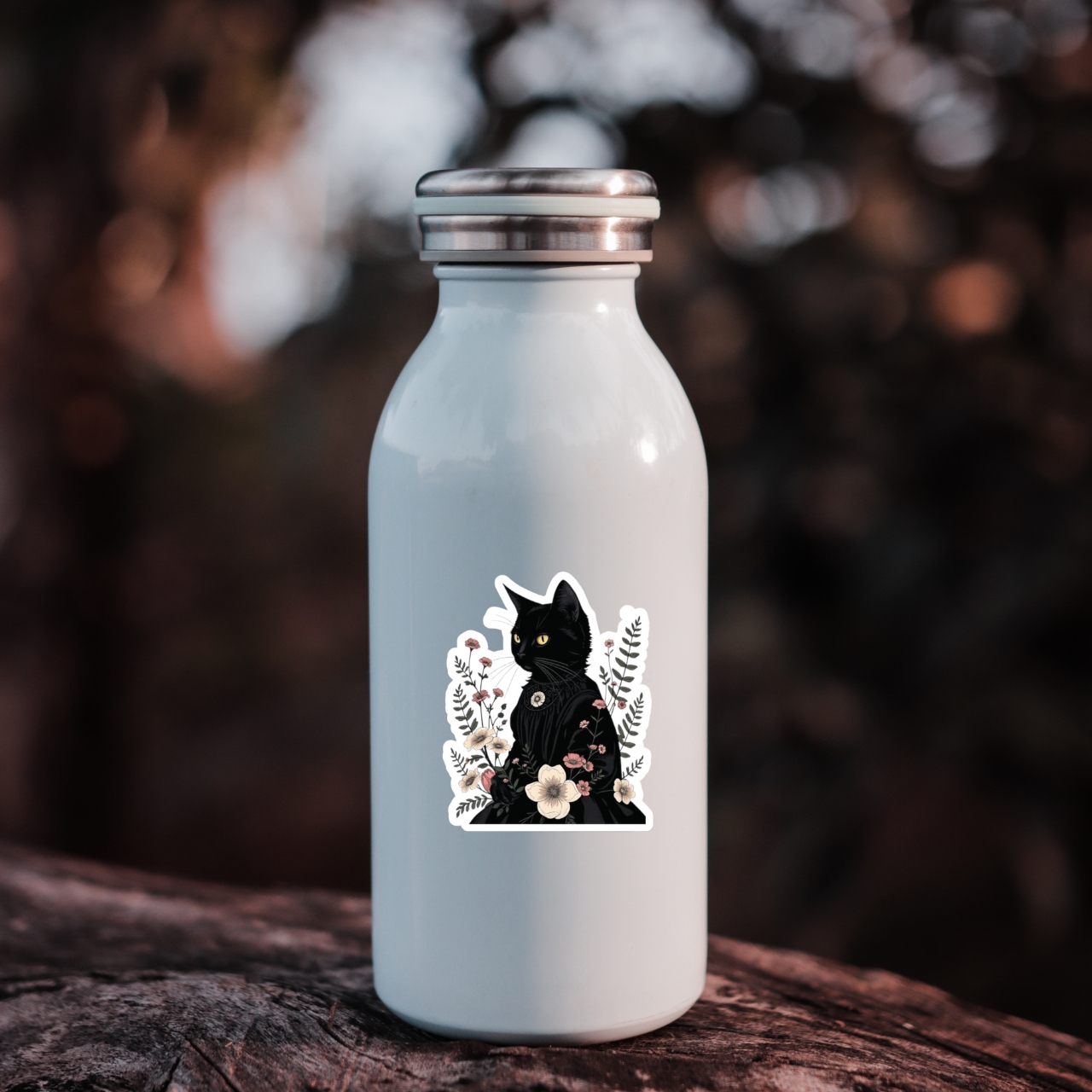 Victorian Gothic Black Cat Kiss-Cut Stickers product thumbnail image