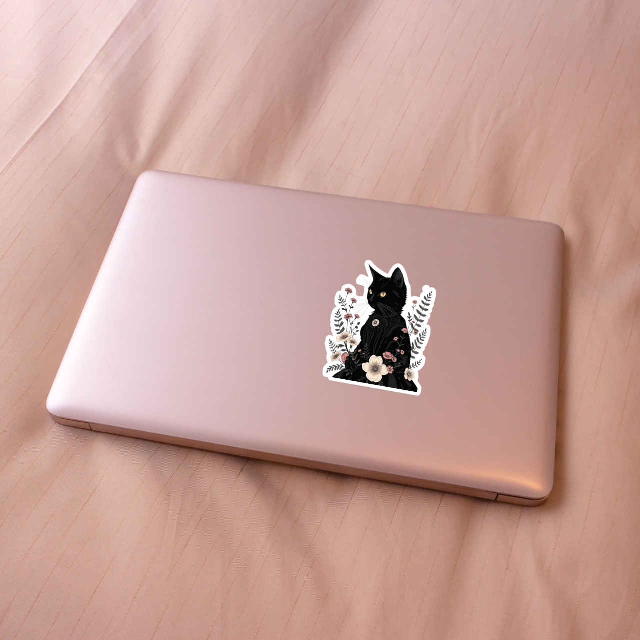 Victorian Gothic Black Cat Kiss-Cut Stickers product thumbnail image