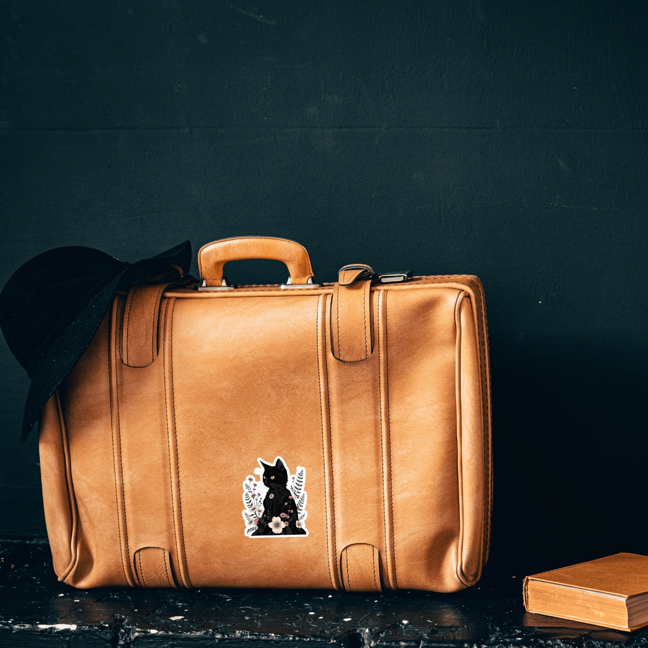 Victorian Gothic Black Cat Kiss-Cut Stickers product thumbnail image