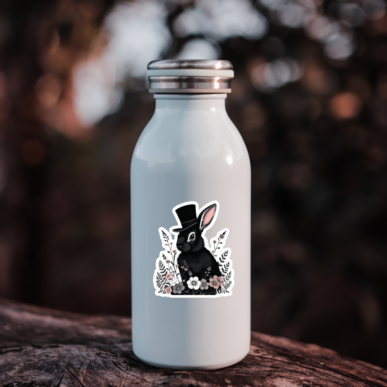 Vintage Top Hat Rabbit Kiss-Cut Stickers product thumbnail image