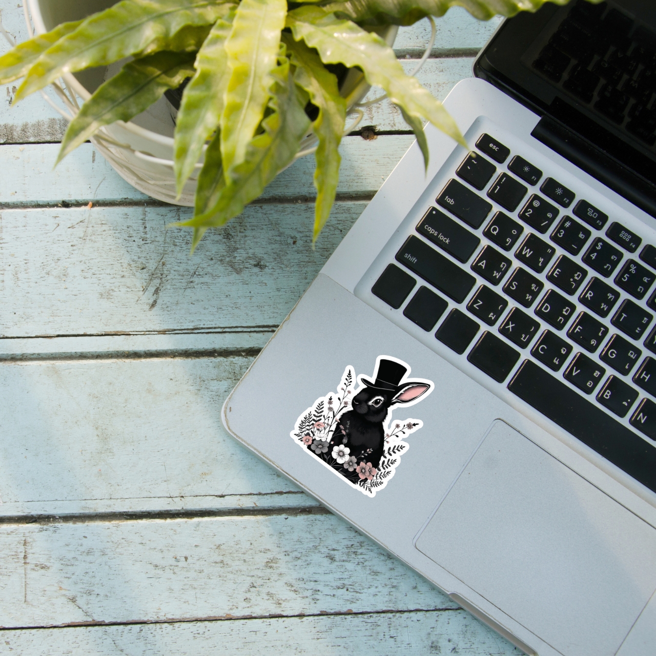 Vintage Top Hat Rabbit Kiss-Cut Stickers product thumbnail image