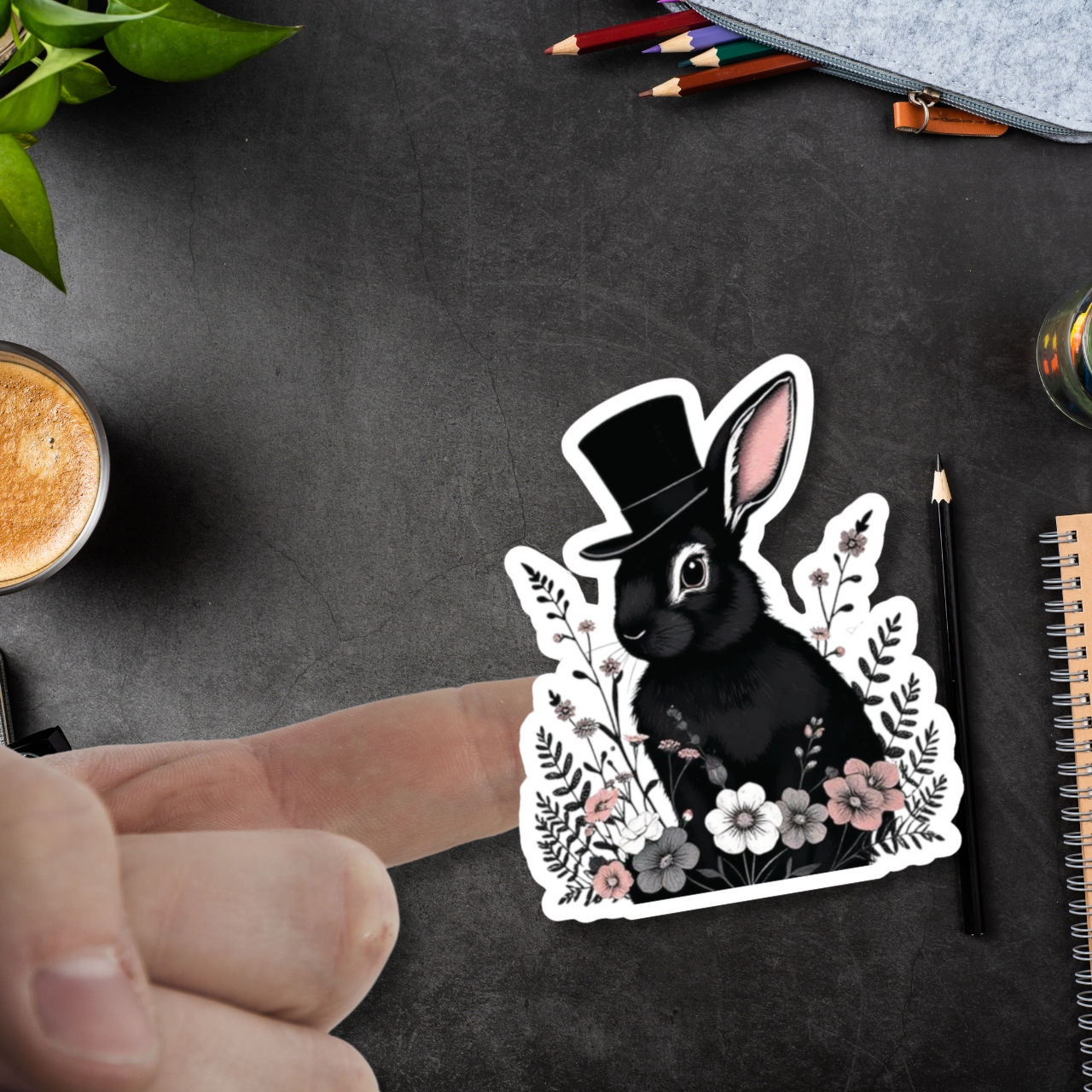 Vintage Top Hat Rabbit Kiss-Cut Stickers product thumbnail image