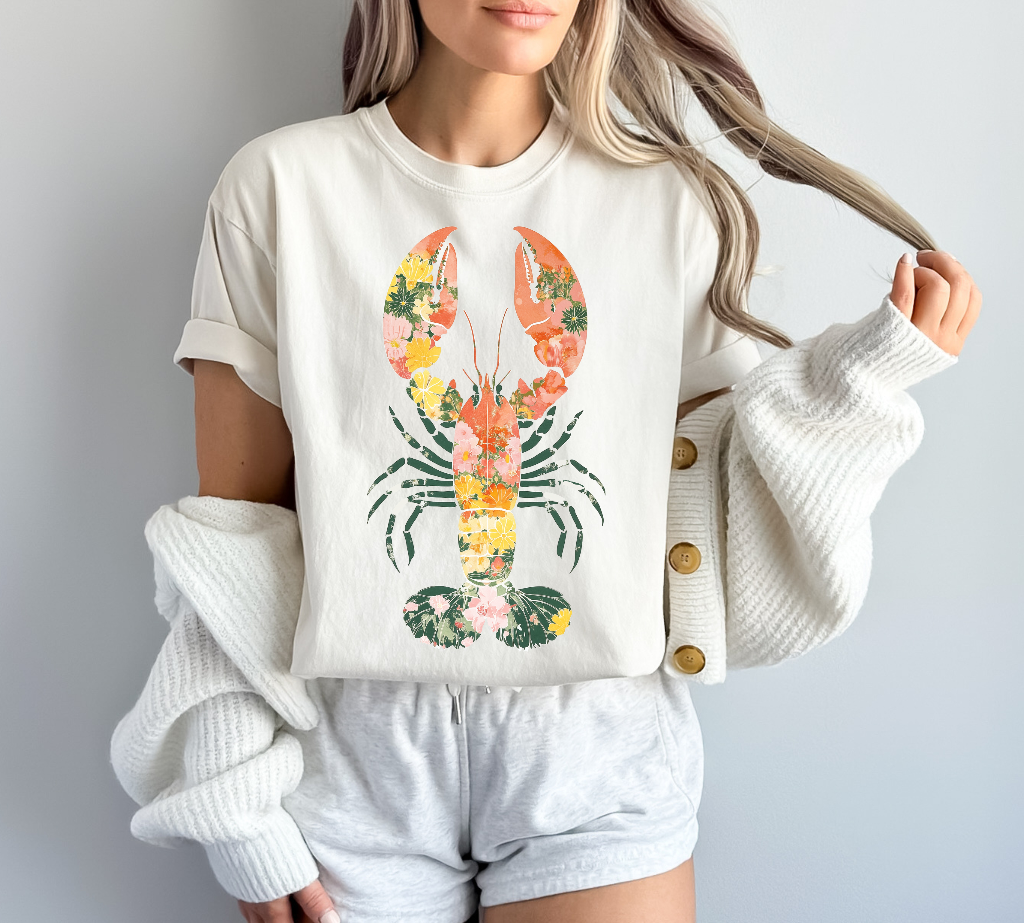 Lobster Floral Tee, Summer T-shirt, Coastal Vibe Shirt Beach Wear, Seafood Lover Gift, Fun Casual Tee Marine Life Artwork Custom Colors 1717 product thumbnail image Lobster Floral Tee, Summer T-shirt, Coastal Vibe Shirt Beach Wear, Seafood Lover Gift, Fun Casual Tee Marine Life Artwork Custom Colors 1717 product thumbnail image