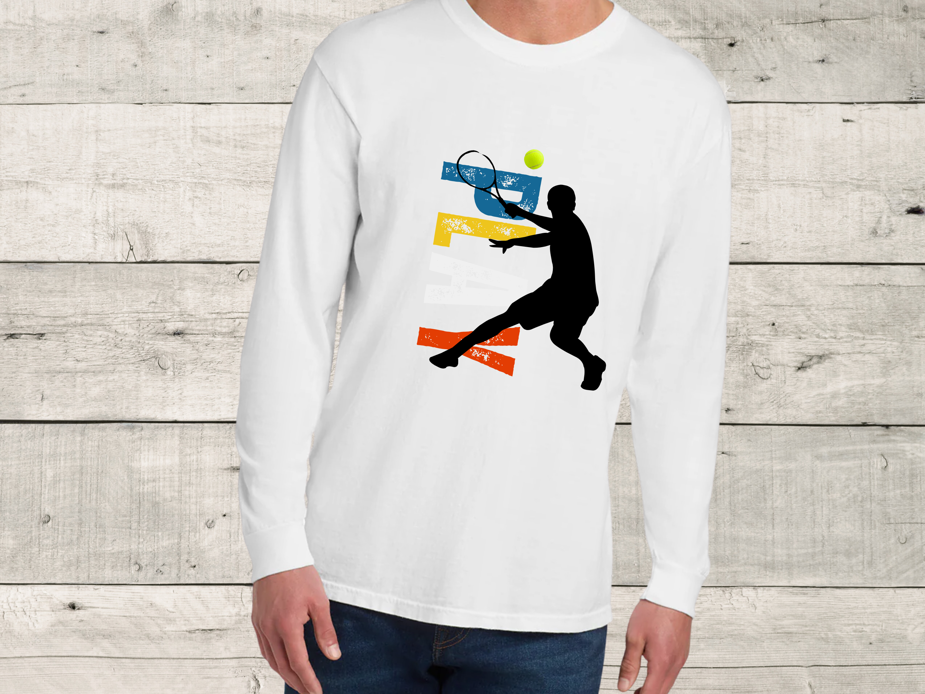 Tennis T-Shirt, Original graphic, Cool and Comfy, Tennis related, Long sleeve T-shirt, Several beautiful colors product thumbnail image Tennis T-Shirt, Original graphic, Cool and Comfy, Tennis related, Long sleeve T-shirt, Several beautiful colors product thumbnail image