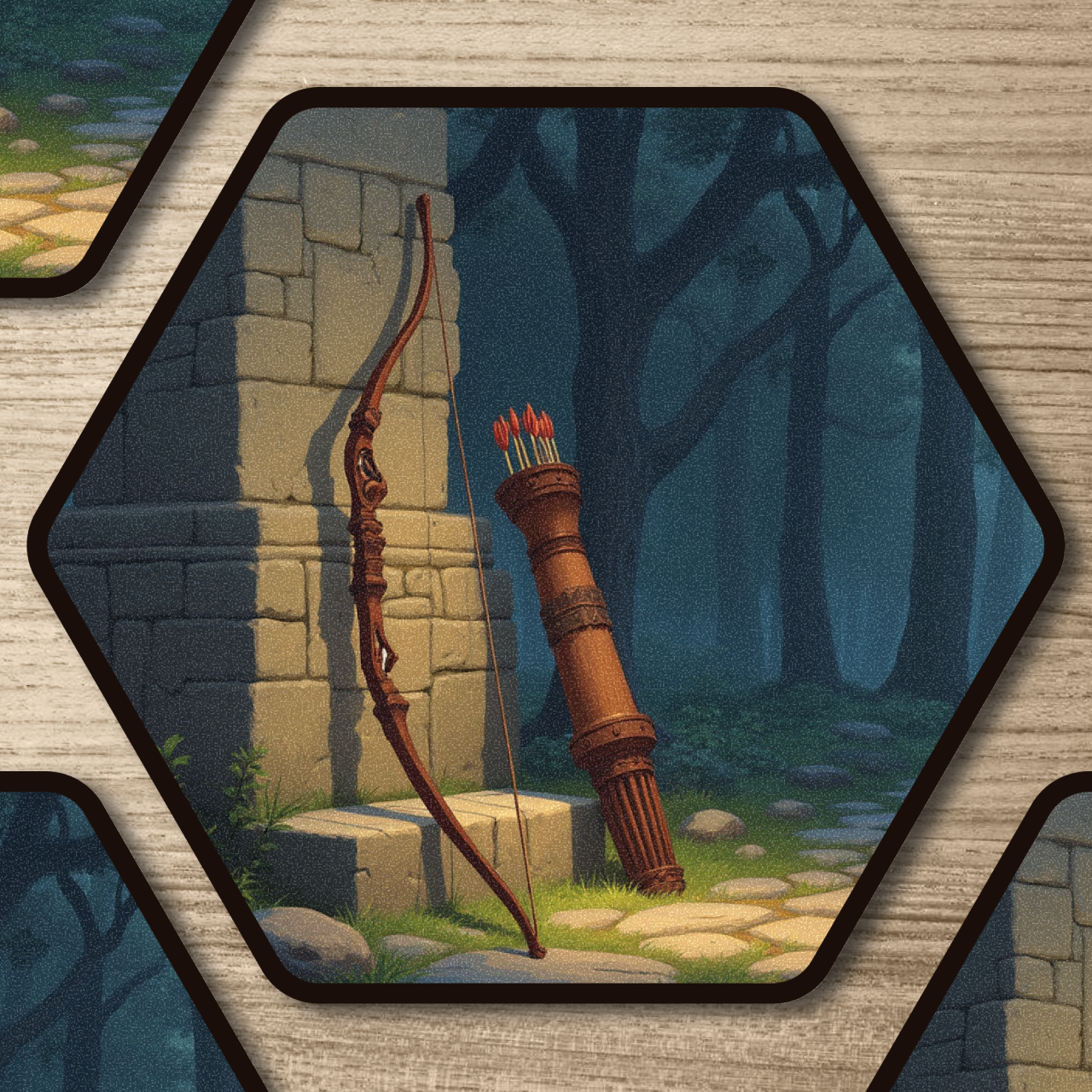 Bow and Arrows | Hexagonal Scene Kiss-Cut Stickers