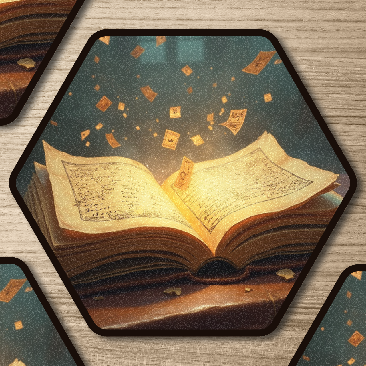 The Ancient Book | Hexagonal Scene Kiss-Cut Stickers The Ancient Book | Hexagonal Scene Kiss-Cut Stickers