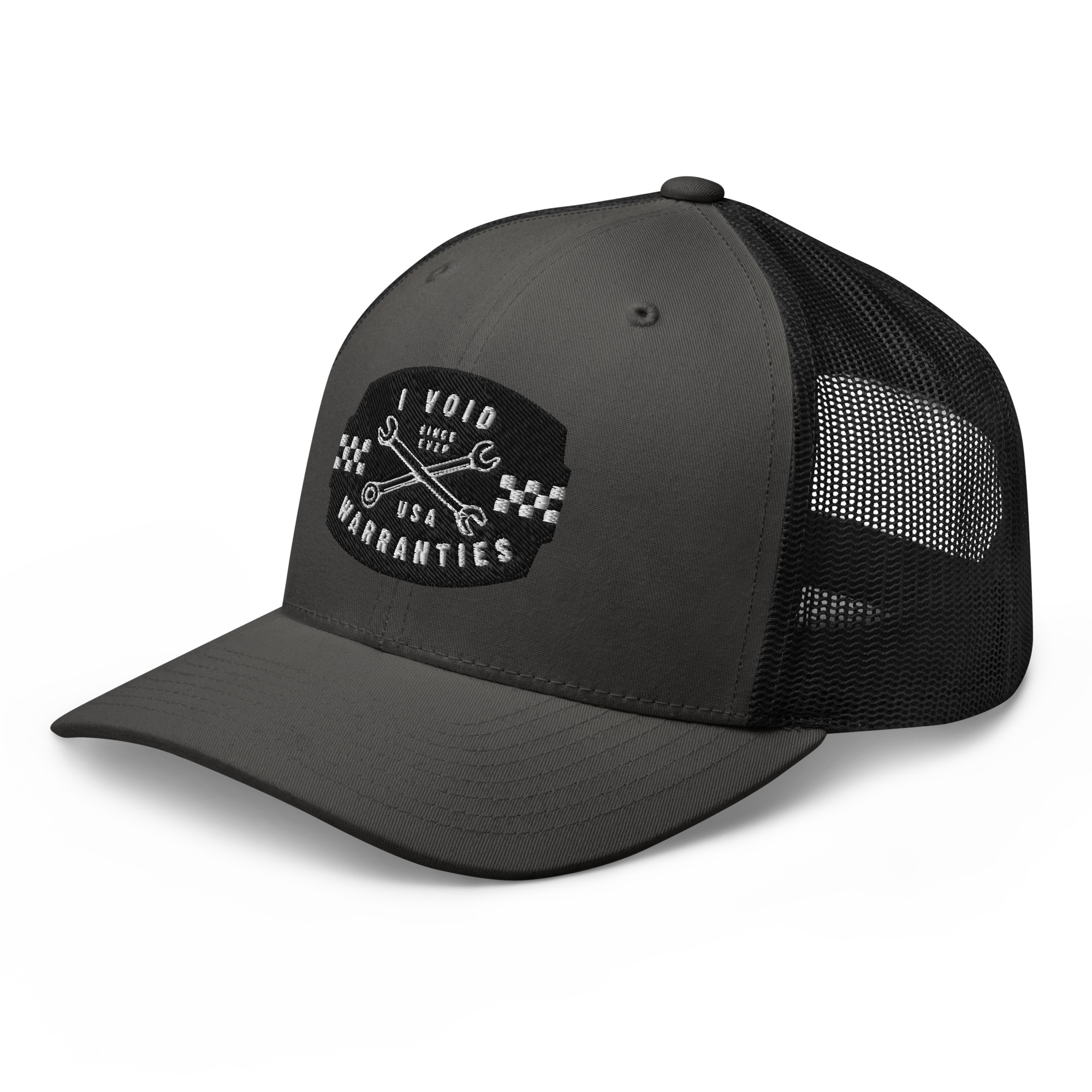 I Void Warranties Trucker Cap, Mechanic Hat for Bikers and Garage Guys, Embroidered Funny Mechanic Hat product thumbnail image I Void Warranties Trucker Cap, Mechanic Hat for Bikers and Garage Guys, Embroidered Funny Mechanic Hat product thumbnail image