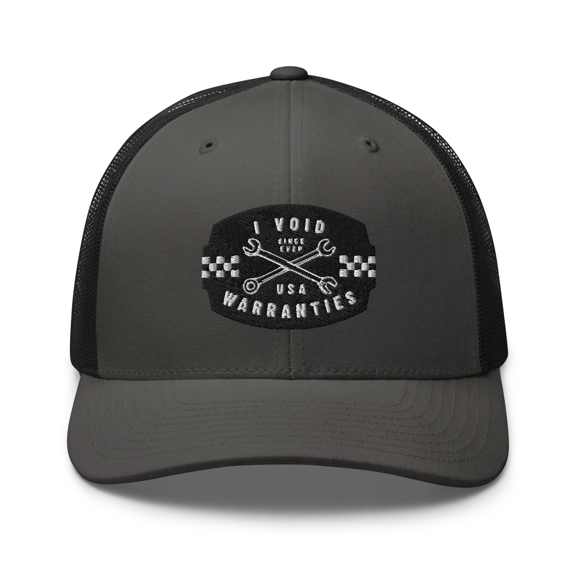I Void Warranties Trucker Cap, Mechanic Hat for Bikers and Garage Guys, Embroidered Funny Mechanic Hat product thumbnail image I Void Warranties Trucker Cap, Mechanic Hat for Bikers and Garage Guys, Embroidered Funny Mechanic Hat product thumbnail image