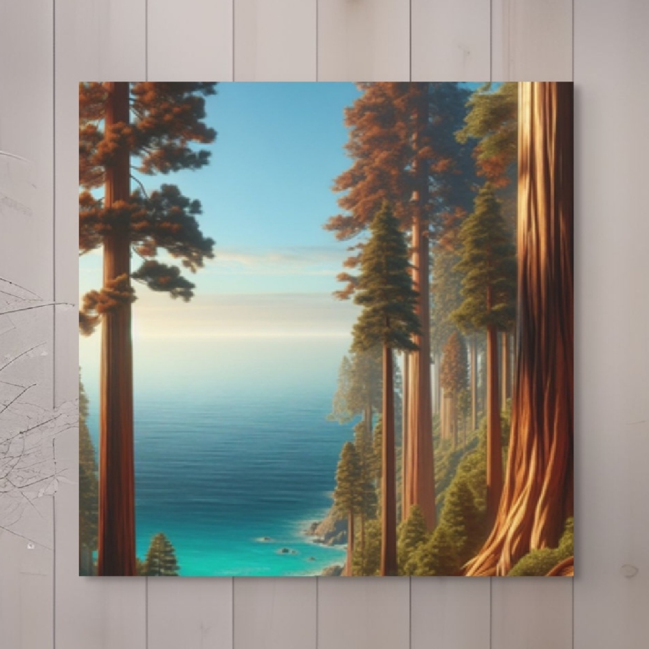 Large Canvas Wall Art Redwood Forest with an Ocean View, Nature Landscape Decor, Home Office Decor, Gift for Nature