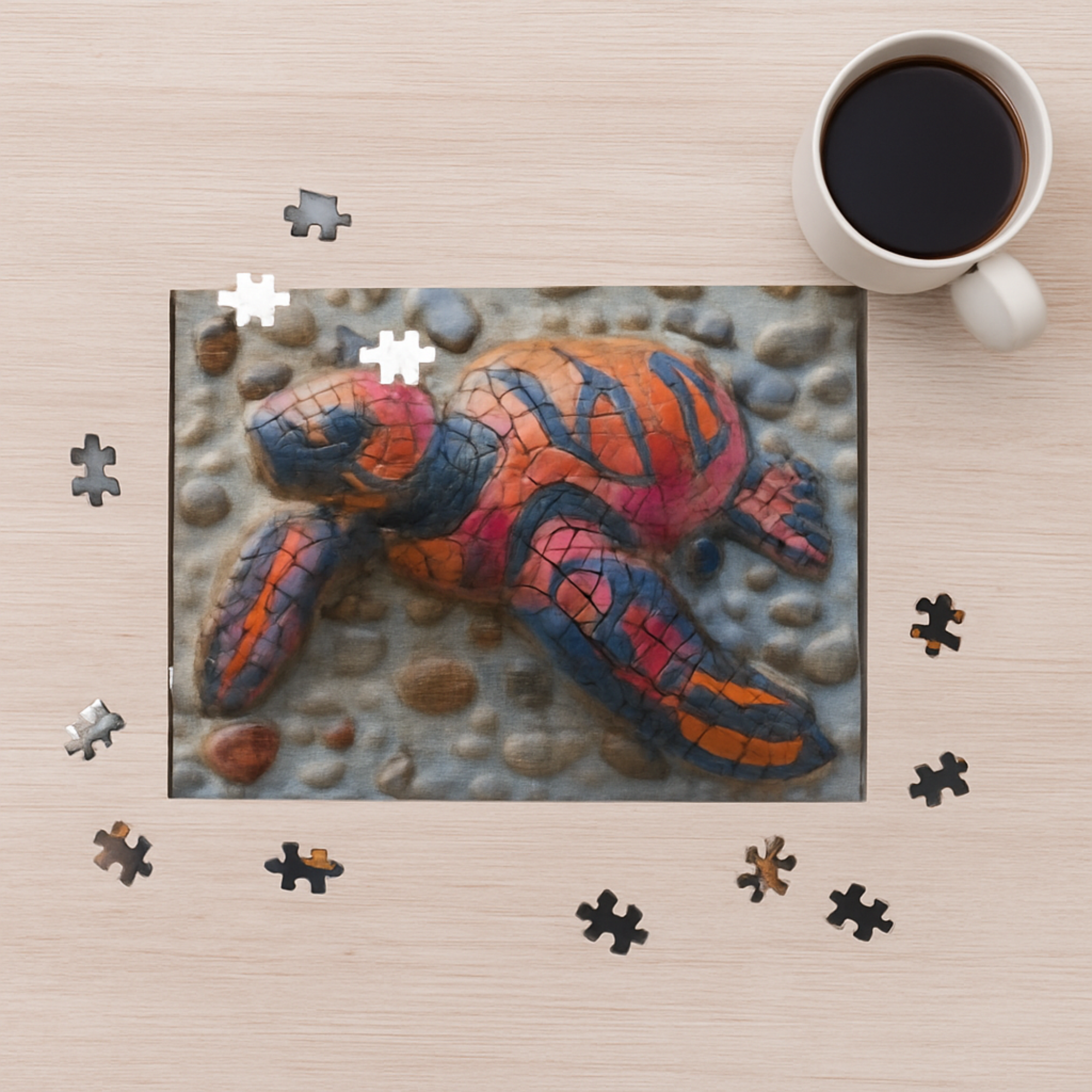 Mosaic Tortoise Jigsaw Puzzle 120 252 500 Pieces | Sea Turtle Puzzle for Adults and Kids | Unique Nature Gift in Tin Box product thumbnail image