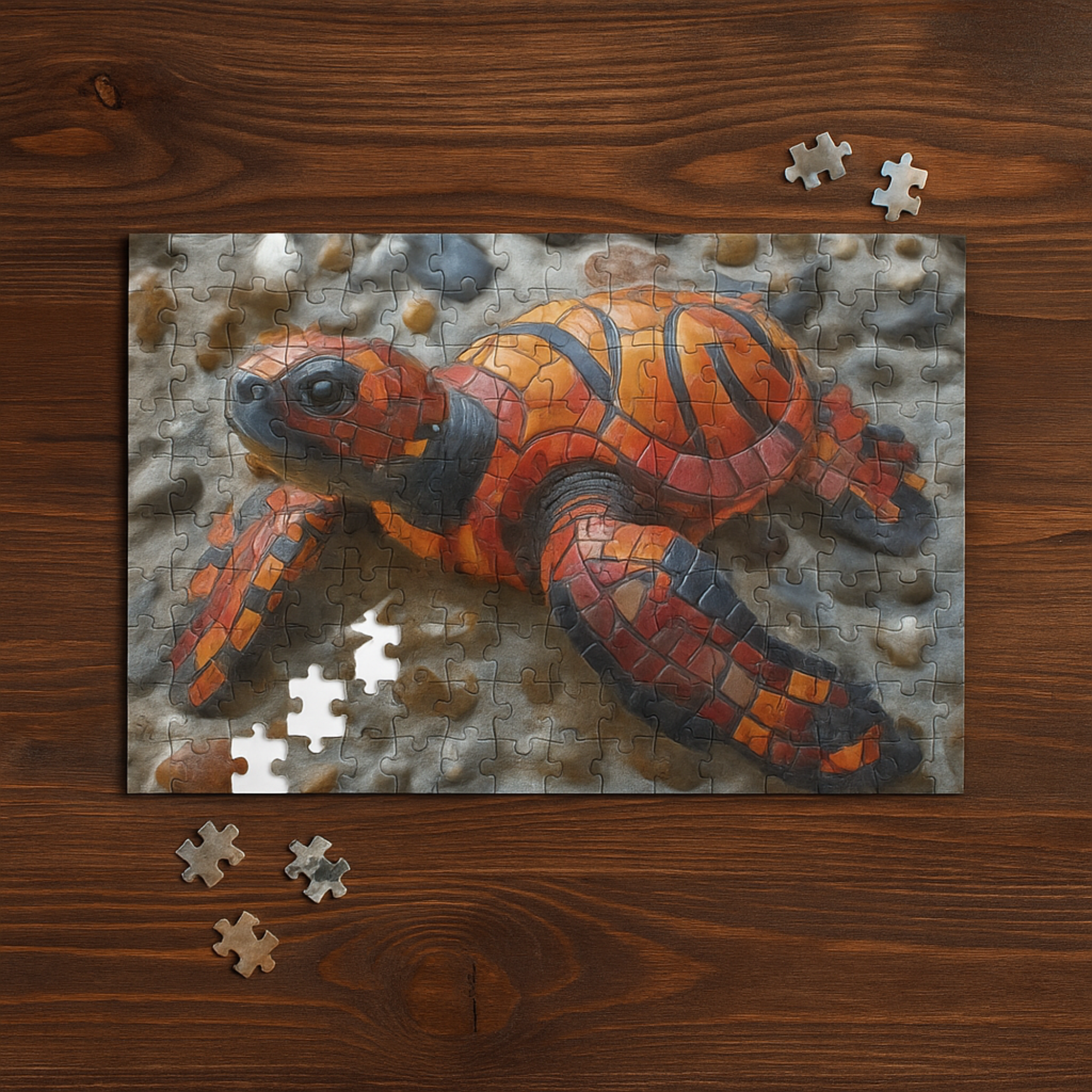 Mosaic Tortoise Jigsaw Puzzle 120 252 500 Pieces | Sea Turtle Puzzle for Adults and Kids | Unique Nature Gift in Tin Box product thumbnail image