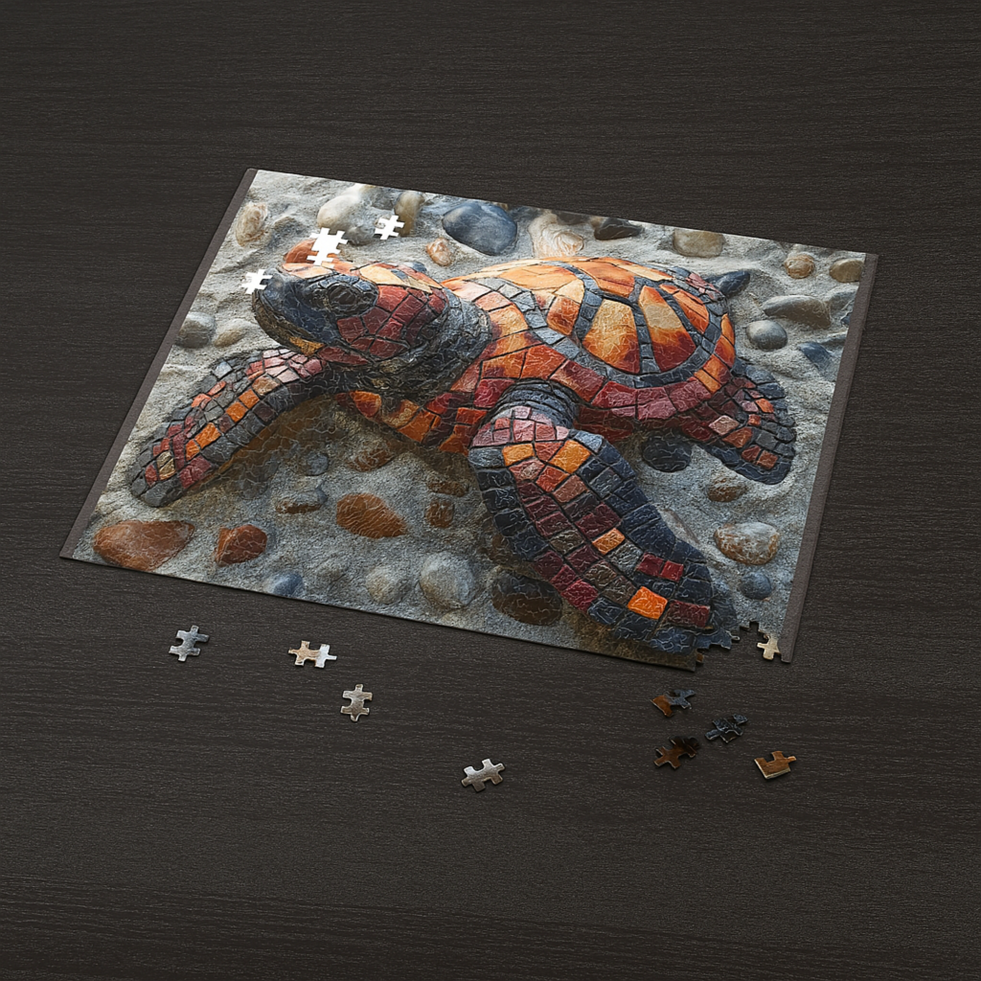 Mosaic Tortoise Jigsaw Puzzle 120 252 500 Pieces | Sea Turtle Puzzle for Adults and Kids | Unique Nature Gift in Tin Box product thumbnail image