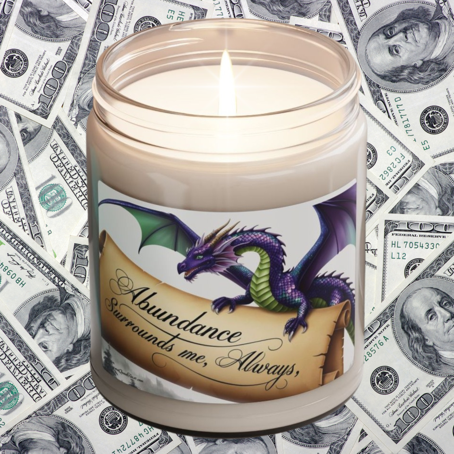 Abundance Scented Soy Candle | 9oz | Manifestation Ritual for Prosperity, Magic &amp; Self-Care “Abundance surrounds me, always.” product thumbnail image