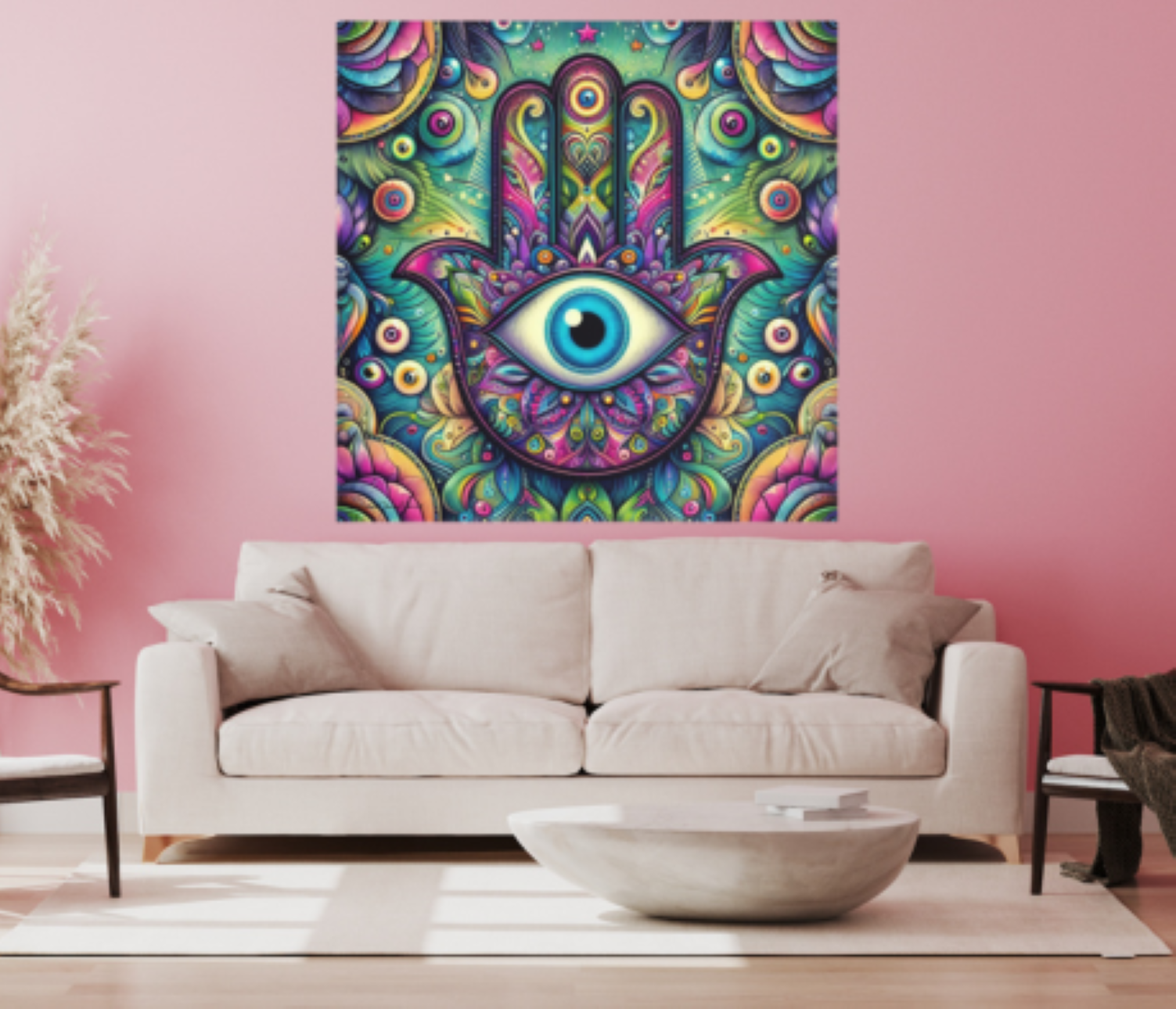Dopamine Decor – Hamsa Evil Eye Mandala | Vibrant Silk Art Poster | Boho Wall Decor by CarmaQuanTarot product thumbnail image Dopamine Decor – Hamsa Evil Eye Mandala | Vibrant Silk Art Poster | Boho Wall Decor by CarmaQuanTarot product thumbnail image