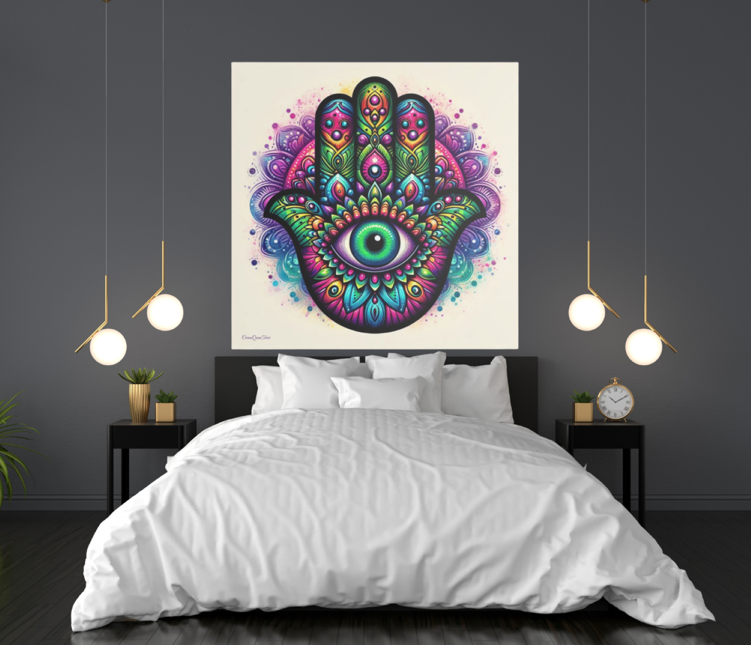 Colorful Hamsa Wall Art Canvas | Dopamine Decor | High-Vibrational Mandala by CarmaQuanTarot product thumbnail image Colorful Hamsa Wall Art Canvas | Dopamine Decor | High-Vibrational Mandala by CarmaQuanTarot product thumbnail image