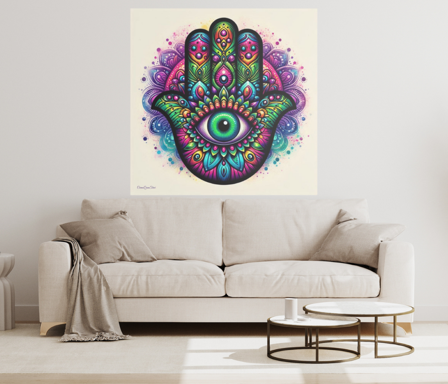 Colorful Hamsa Wall Art Canvas | Dopamine Decor | High-Vibrational Mandala by CarmaQuanTarot product thumbnail image Colorful Hamsa Wall Art Canvas | Dopamine Decor | High-Vibrational Mandala by CarmaQuanTarot product thumbnail image