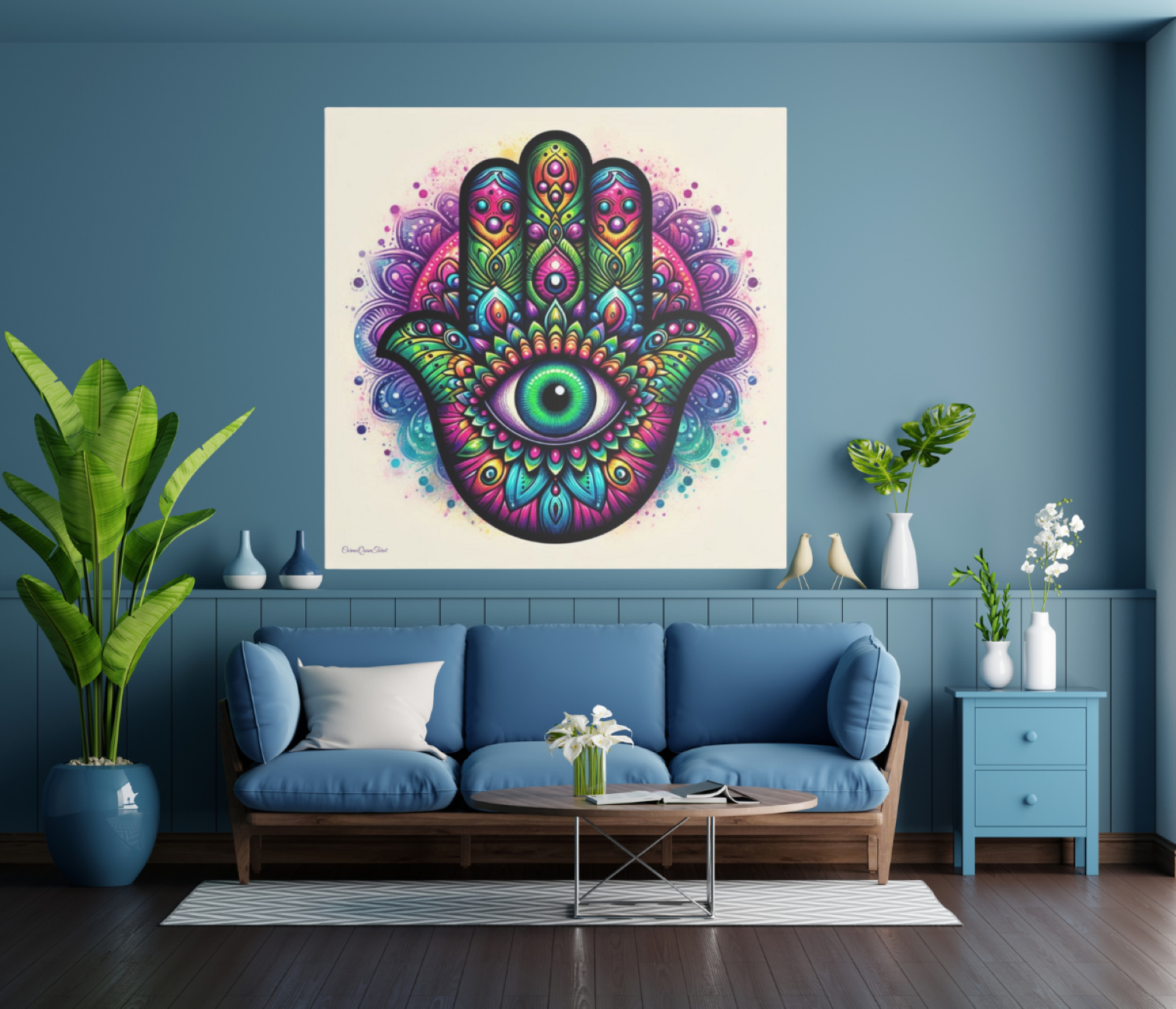 Colorful Hamsa Wall Art Canvas | Dopamine Decor | High-Vibrational Mandala by CarmaQuanTarot product thumbnail image Colorful Hamsa Wall Art Canvas | Dopamine Decor | High-Vibrational Mandala by CarmaQuanTarot product thumbnail image
