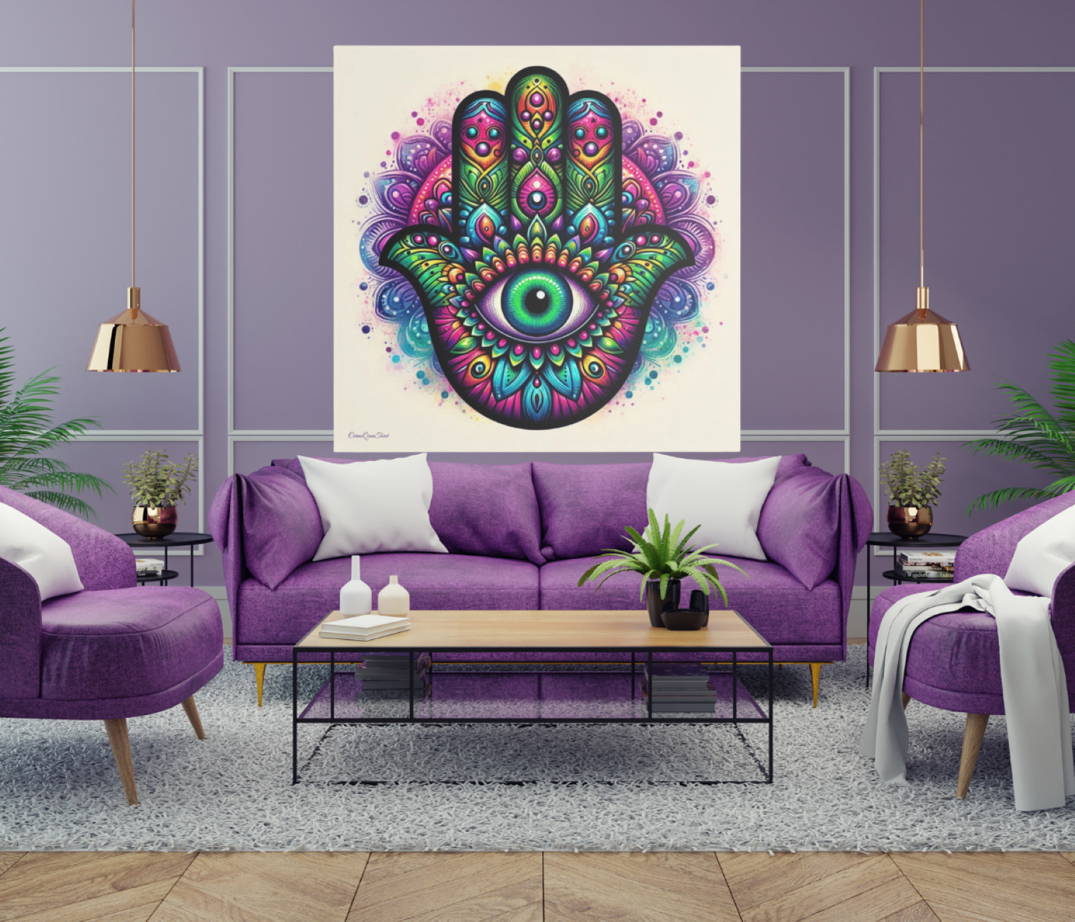 Colorful Hamsa Wall Art Canvas | Dopamine Decor | High-Vibrational Mandala by CarmaQuanTarot Colorful Hamsa Wall Art Canvas | Dopamine Decor | High-Vibrational Mandala by CarmaQuanTarot